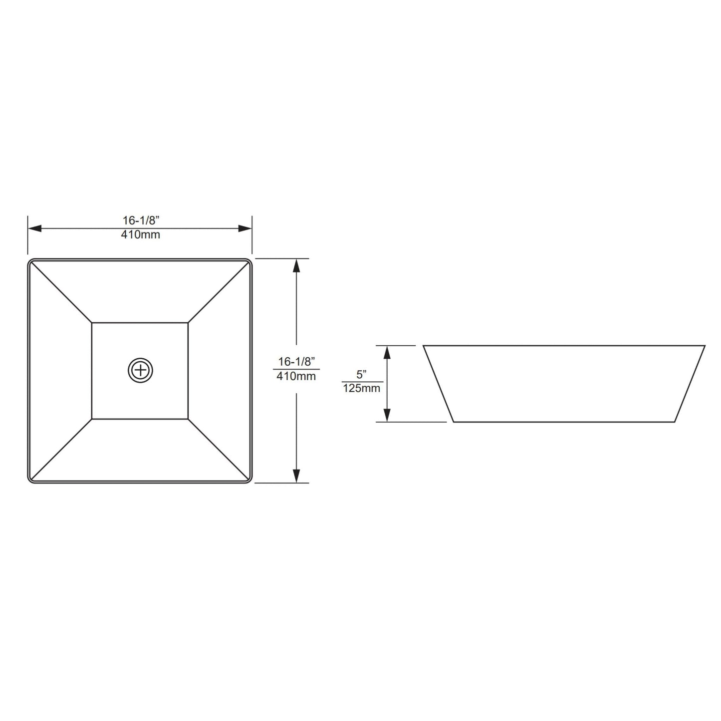 Duko Linz 16" x 16" Square Vessel Sink
