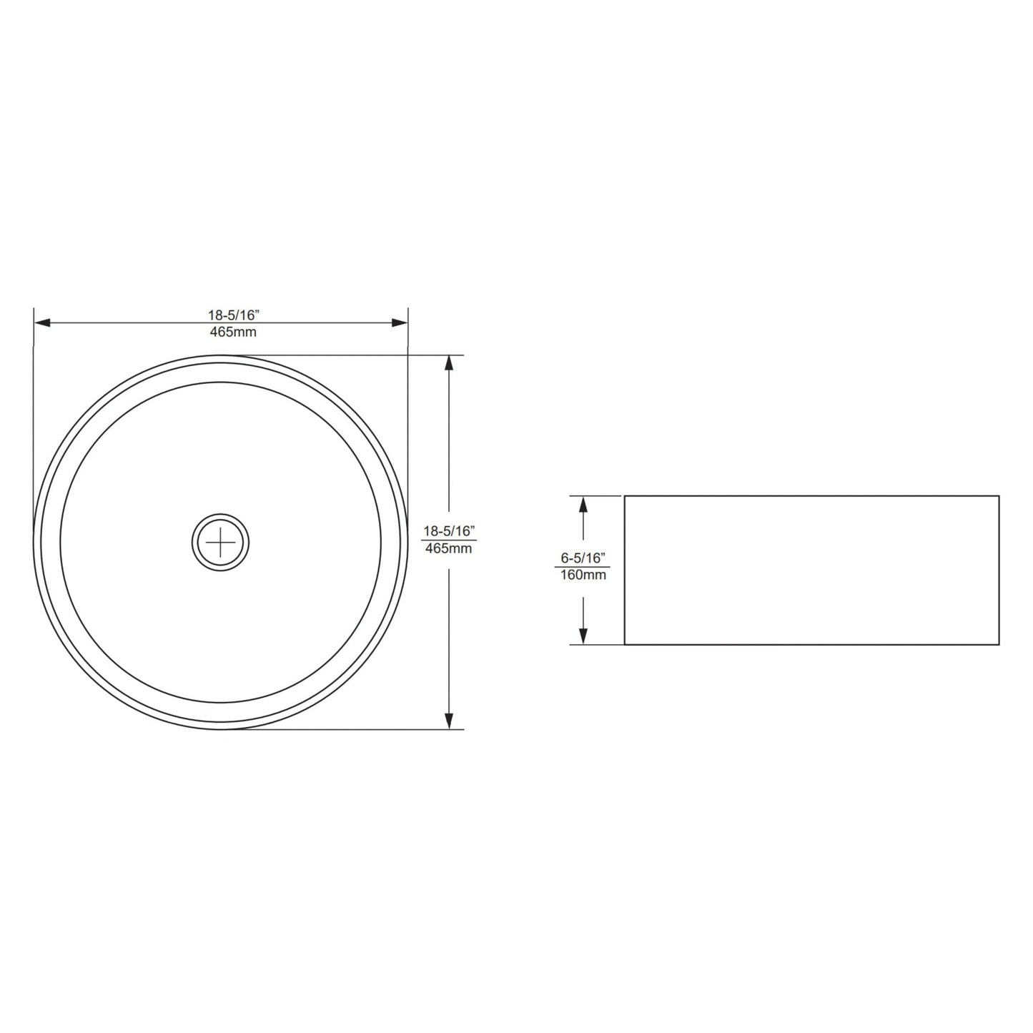 Duko Linz 18" x 18" Round Vessel Sink