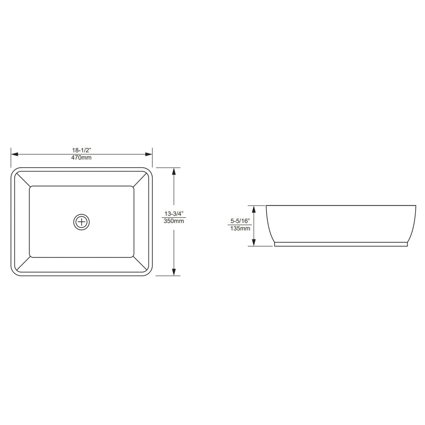 Duko Linz 19" x 14" Rectangular Vessel Sink