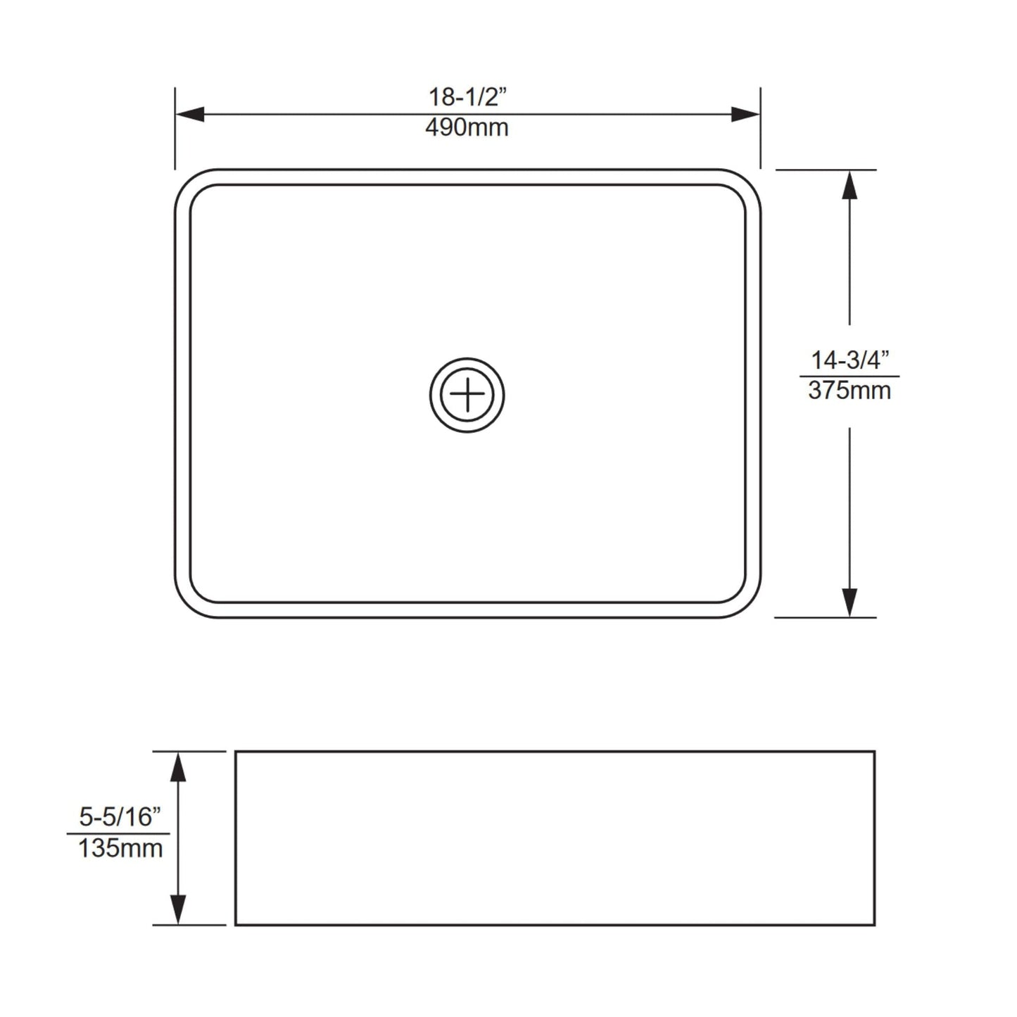 Duko Linz 19" x 15" Rectangular Vessel Sink