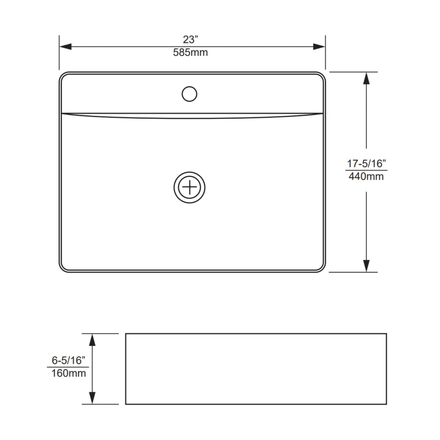 Duko Linz 23" x 17" Rectangular Vessel Sink