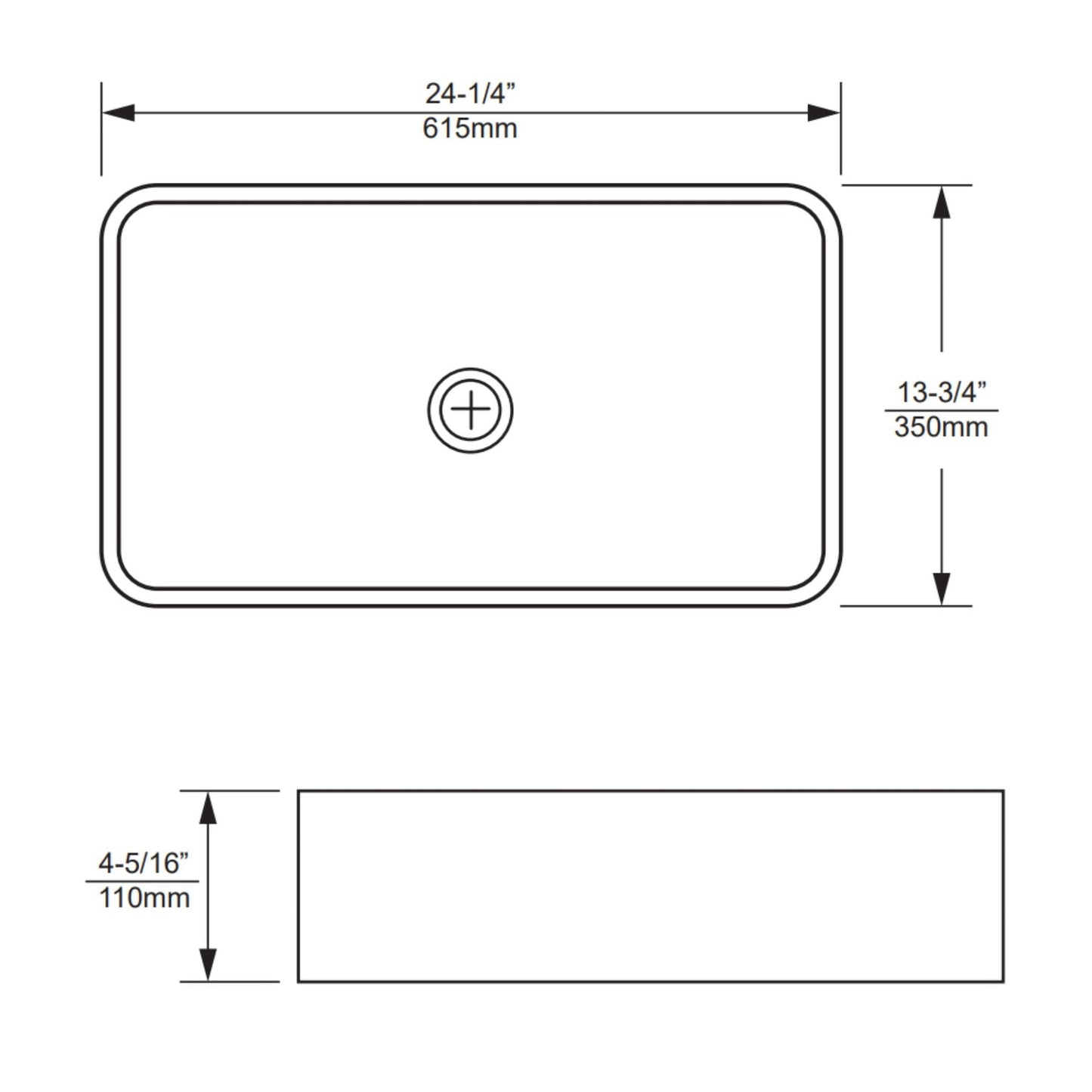 Duko Linz 24" x 14" Rectangular Vessel Sink