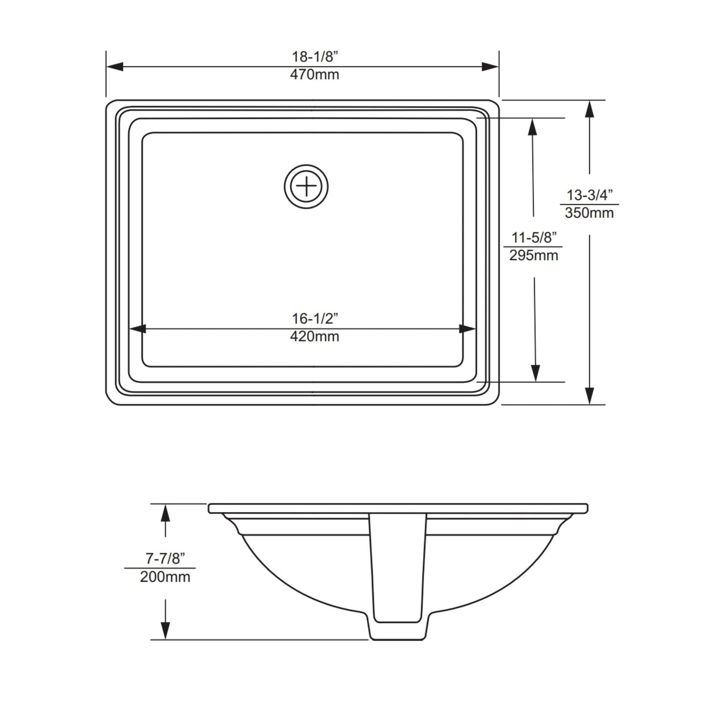Duko Madison 18" x 14" Rectangular Undermount Sink