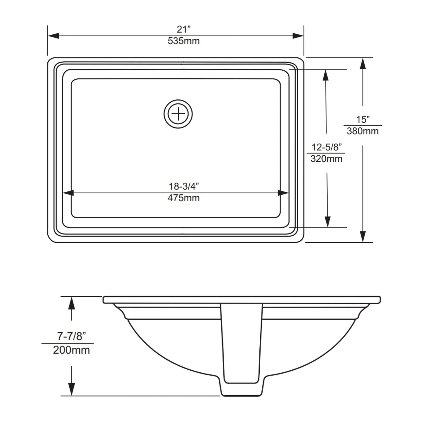 Duko Madison 21" x 15" Rectangular Undermount Sink