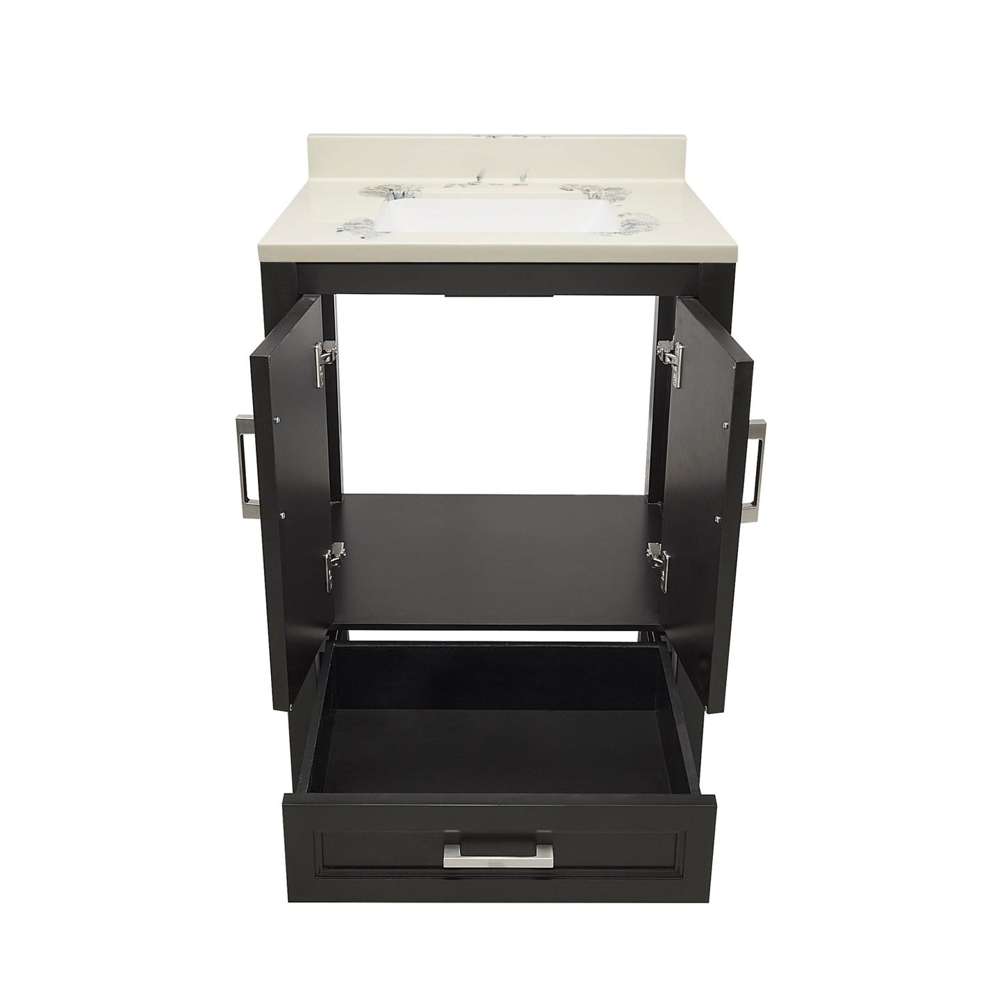 Ella's Bubbles Nevado 25" Espresso Bathroom Vanity With Carrara White Cultured Marble Top With Backsplash and Sink