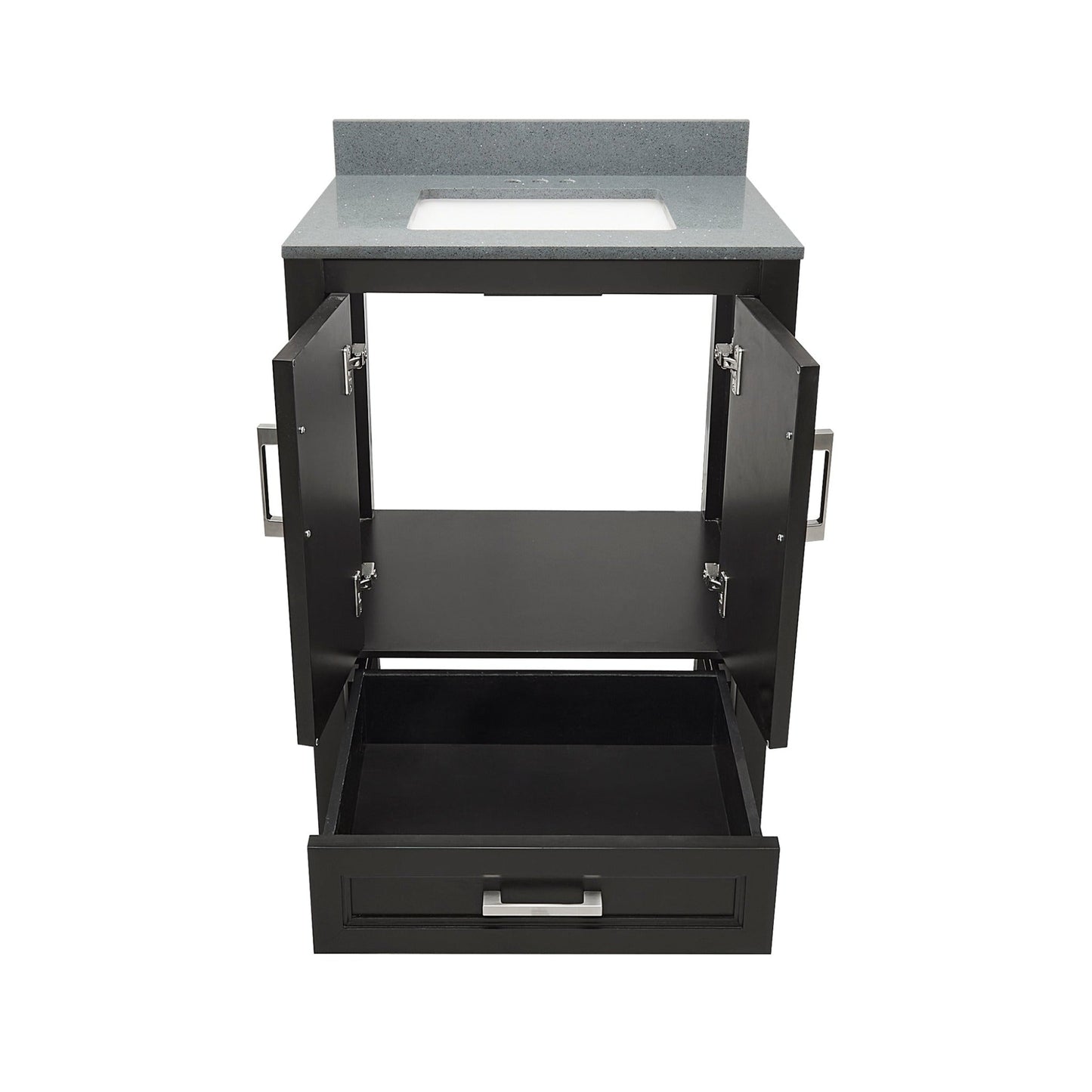 Ella’s Bubbles Nevado 25" Espresso Bathroom Vanity With Galaxy Gray Quartz Stone Top With Backsplash and Sink