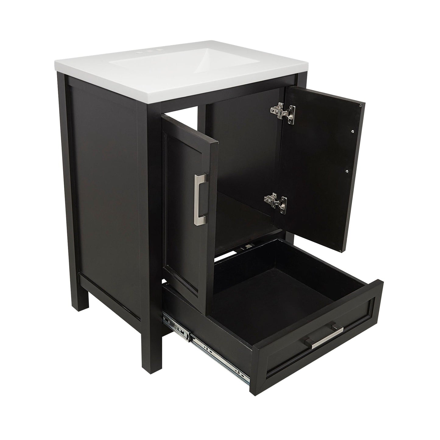 Ella's Bubbles Nevado 25" Espresso Bathroom Vanity With White Cultured Marble Top and Sink