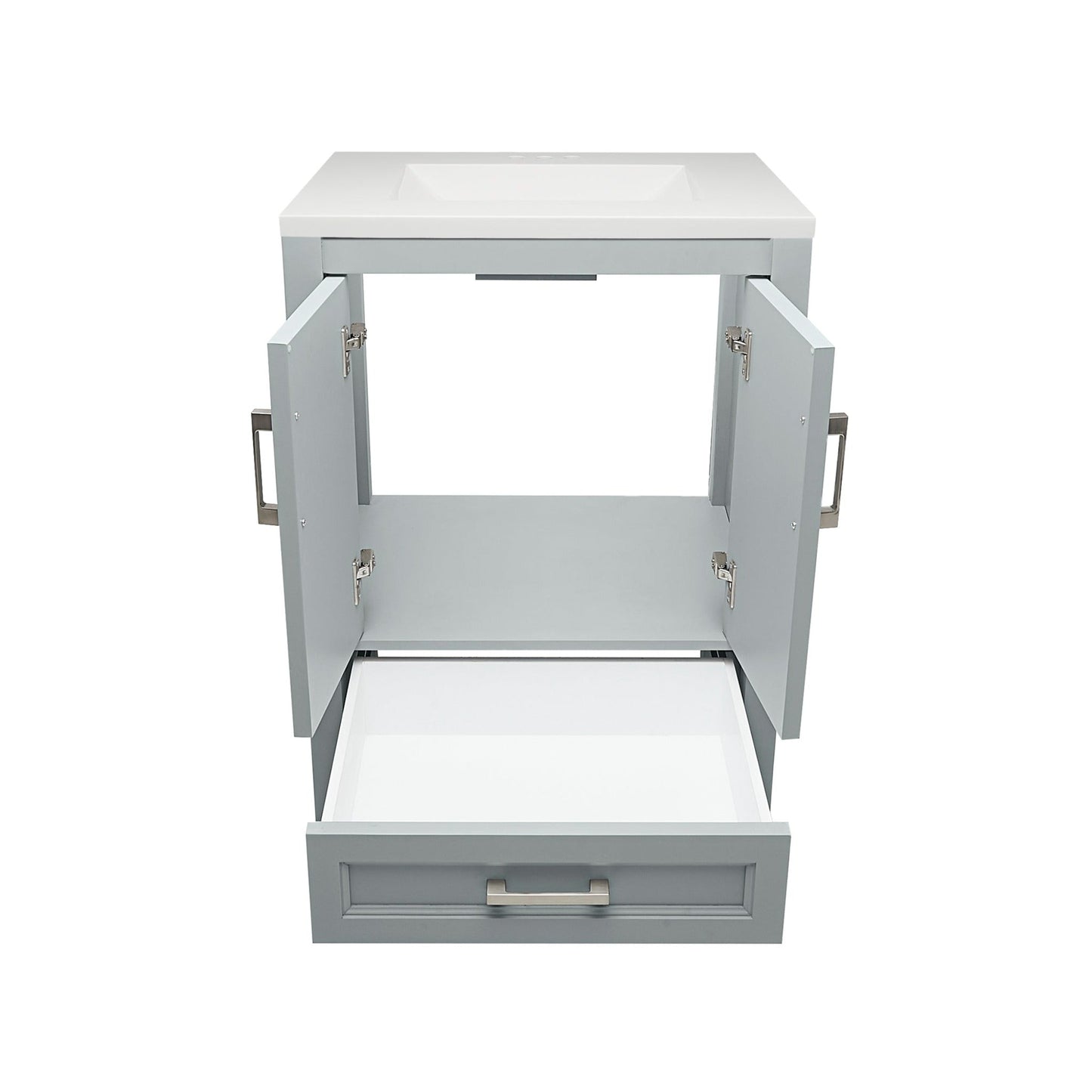 Ella’s Bubbles Nevado 25" Gray Bathroom Vanity With White Cultured Marble Top and Sink