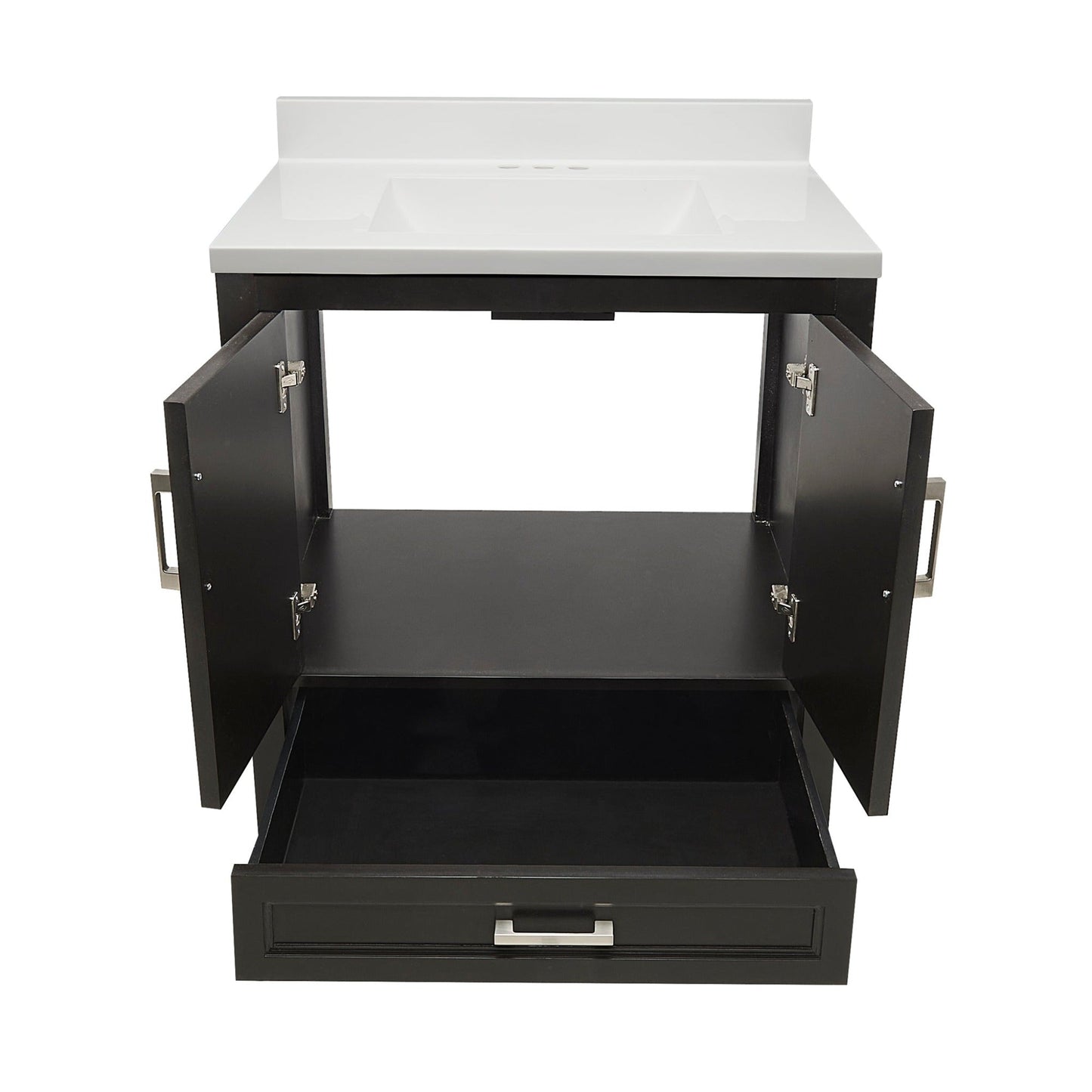 Ella’s Bubbles Nevado 31" Espresso Bathroom Vanity With White Cultured Marble Top With White Backsplash and Sink