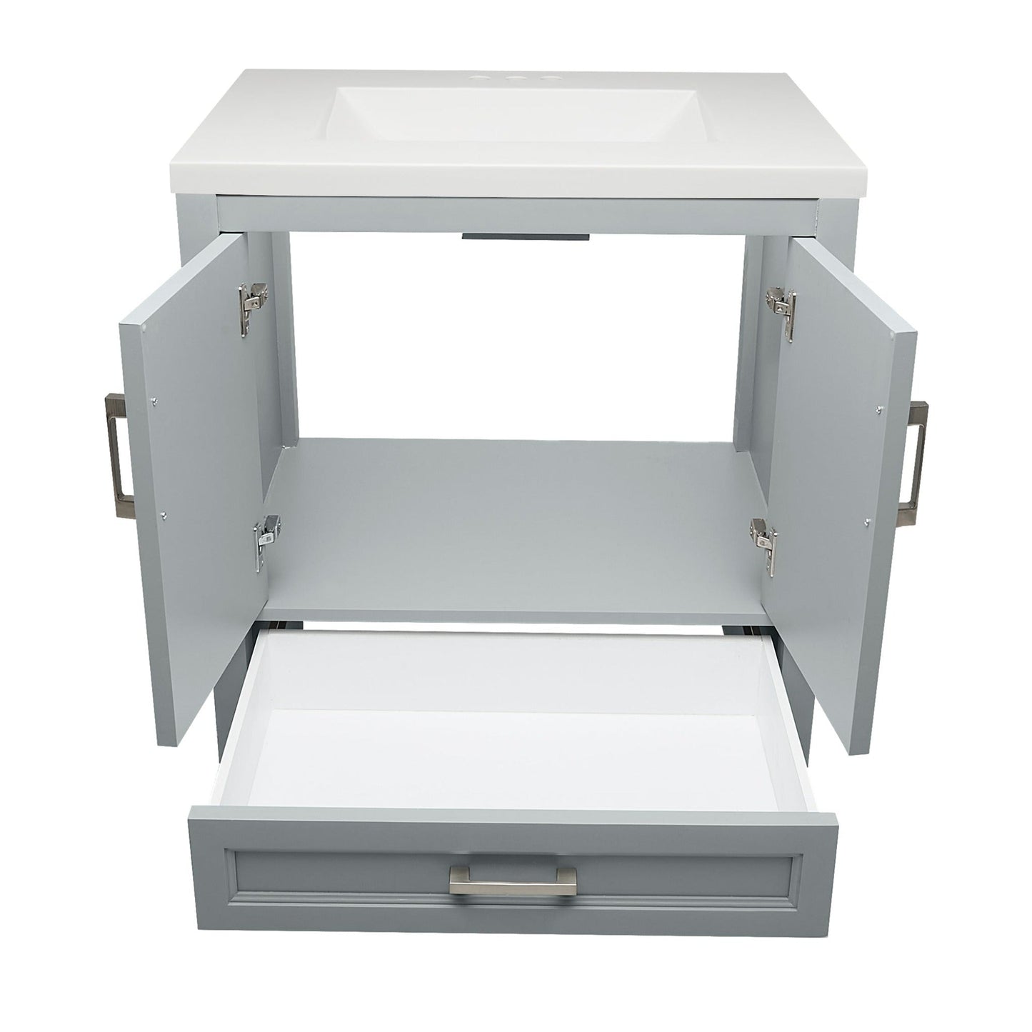 Ella’s Bubbles Nevado 31" Gray Bathroom Vanity With White Cultured Marble Top and Sink