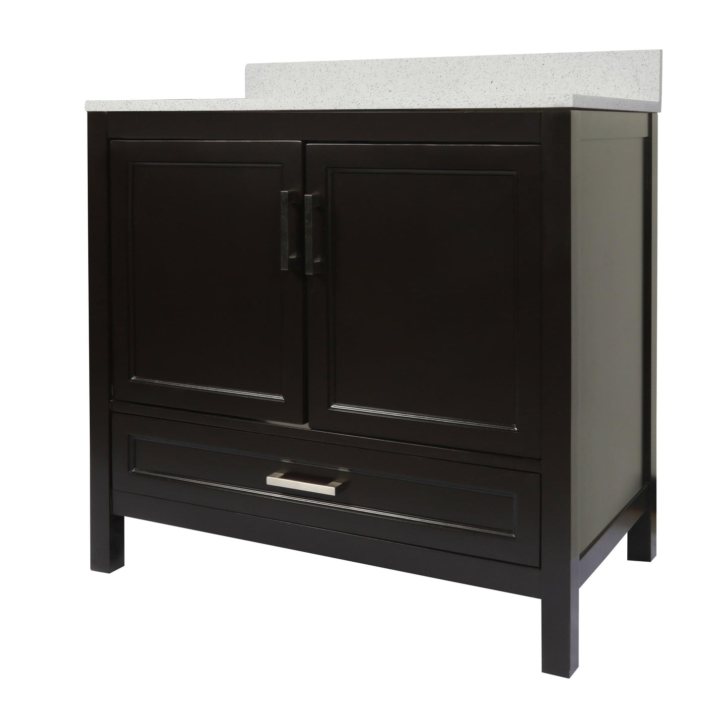 Ella’s Bubbles Nevado 37" Espresso Bathroom Vanity With Galaxy White Quartz Stone Top With Backsplash and Sink