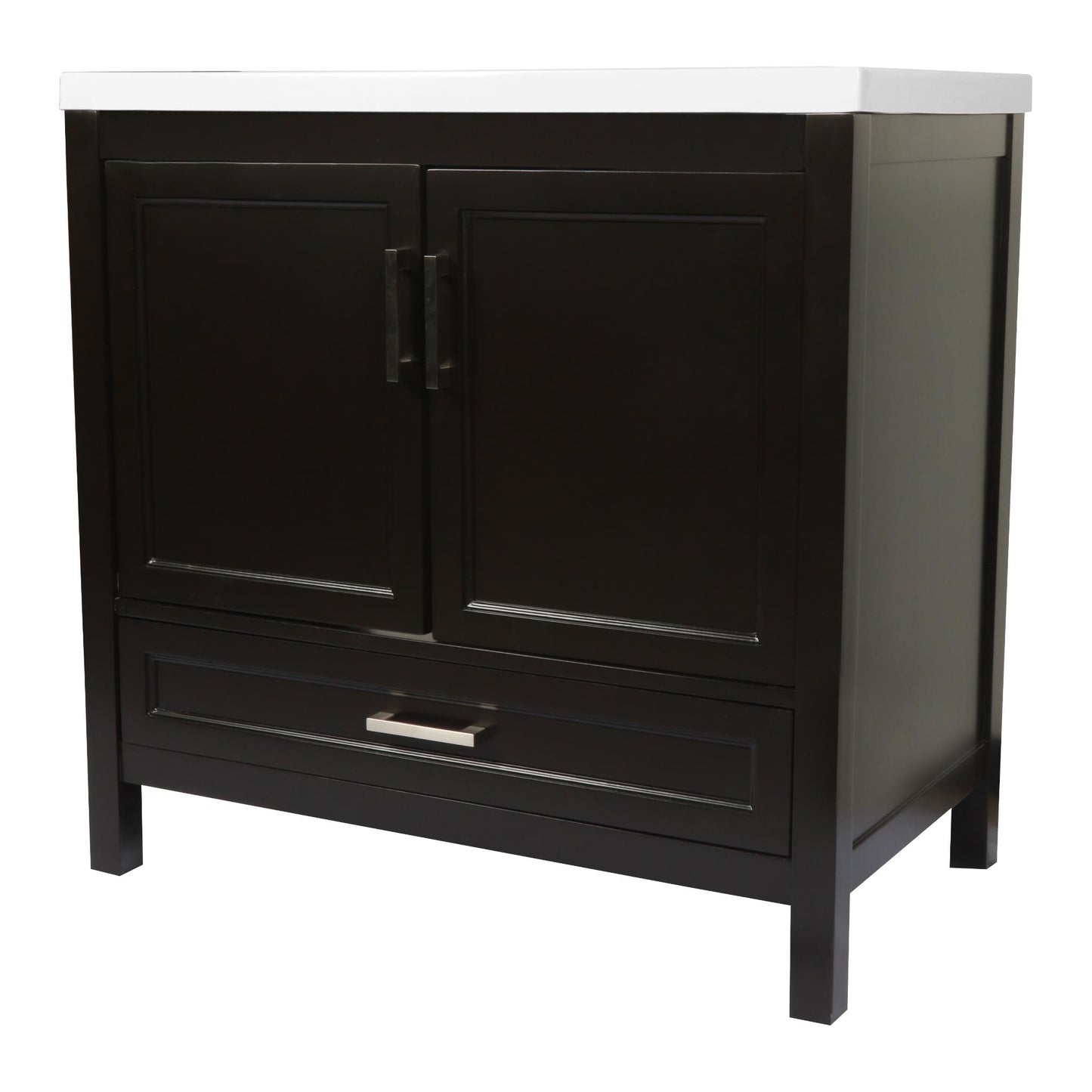 Ella’s Bubbles Nevado 37" Espresso Bathroom Vanity With White Cultured Marble Top and Sink