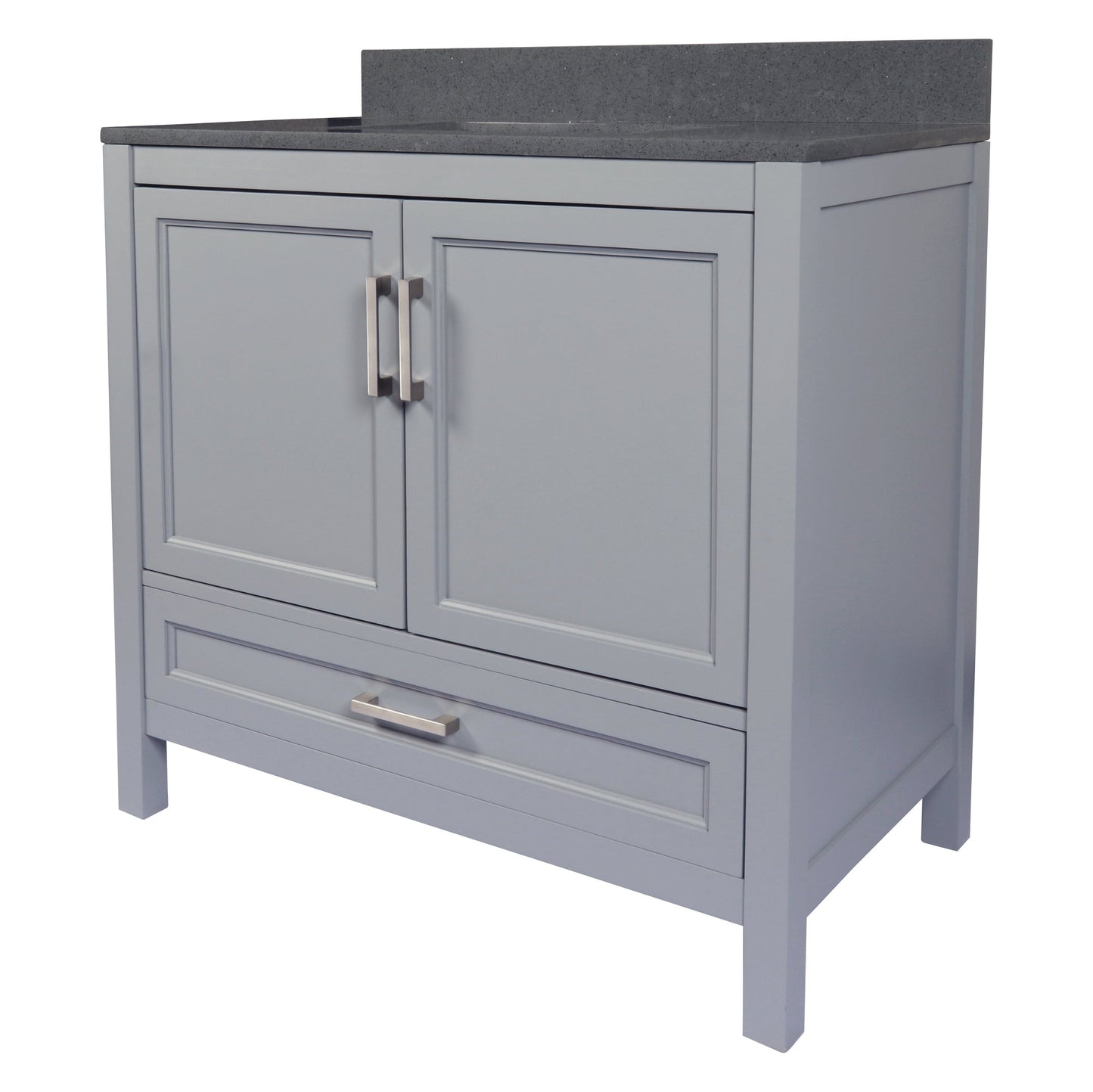 Ella’s Bubbles Nevado 37" Gray Bathroom Vanity With Galaxy Gray Quartz Stone Top With Backsplash and Sink