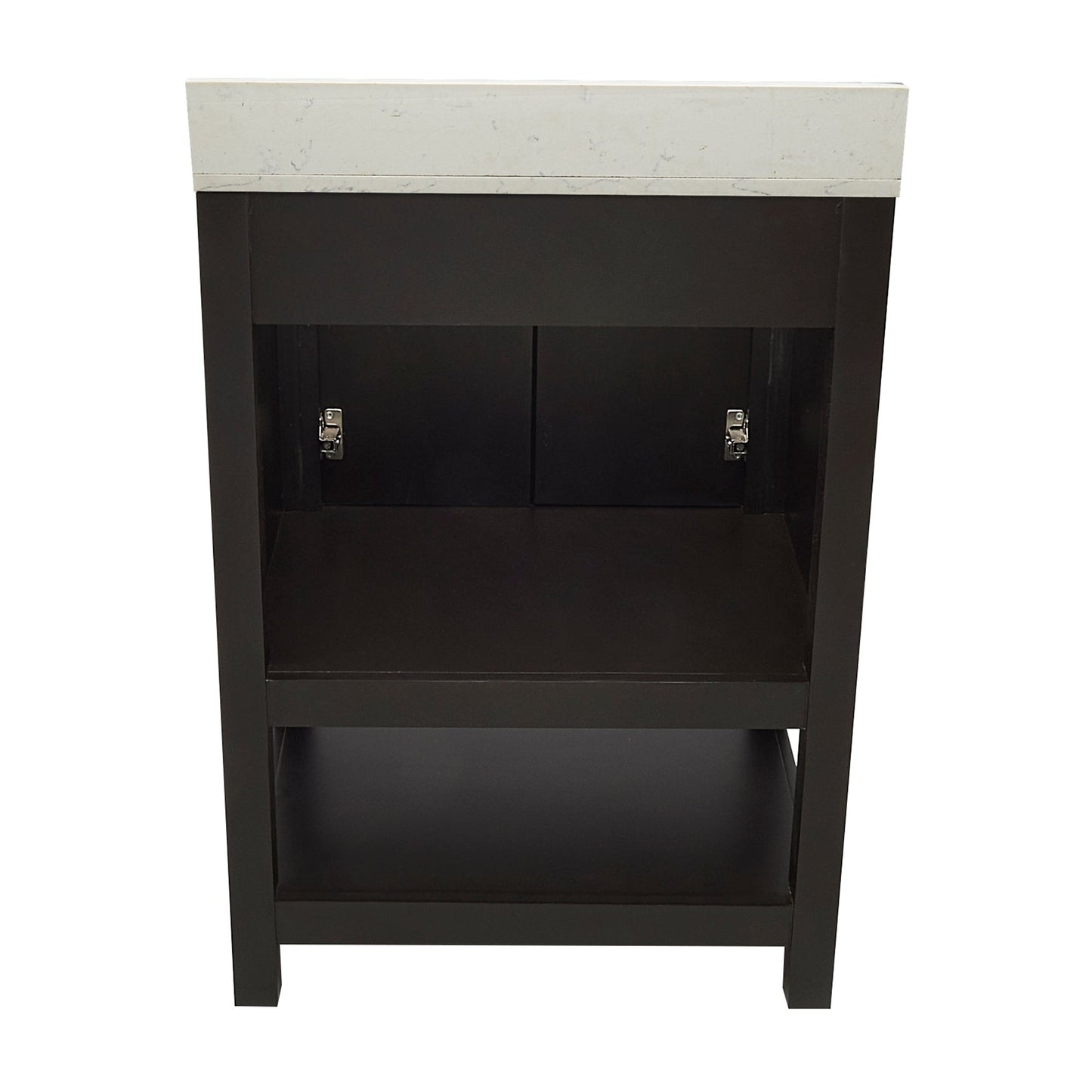 Ella's Bubbles Taos 25" Espresso Bathroom Vanity With Lyra White Quartz Stone Top With Backsplash and Sink