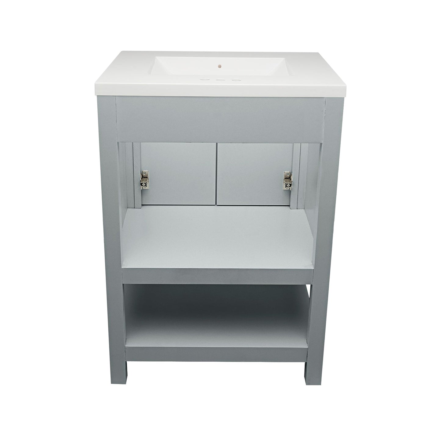 Ella's Bubbles Taos 25" Gray Bathroom Vanity With Carrara White Cultured Marble Top With Backsplash and Sink