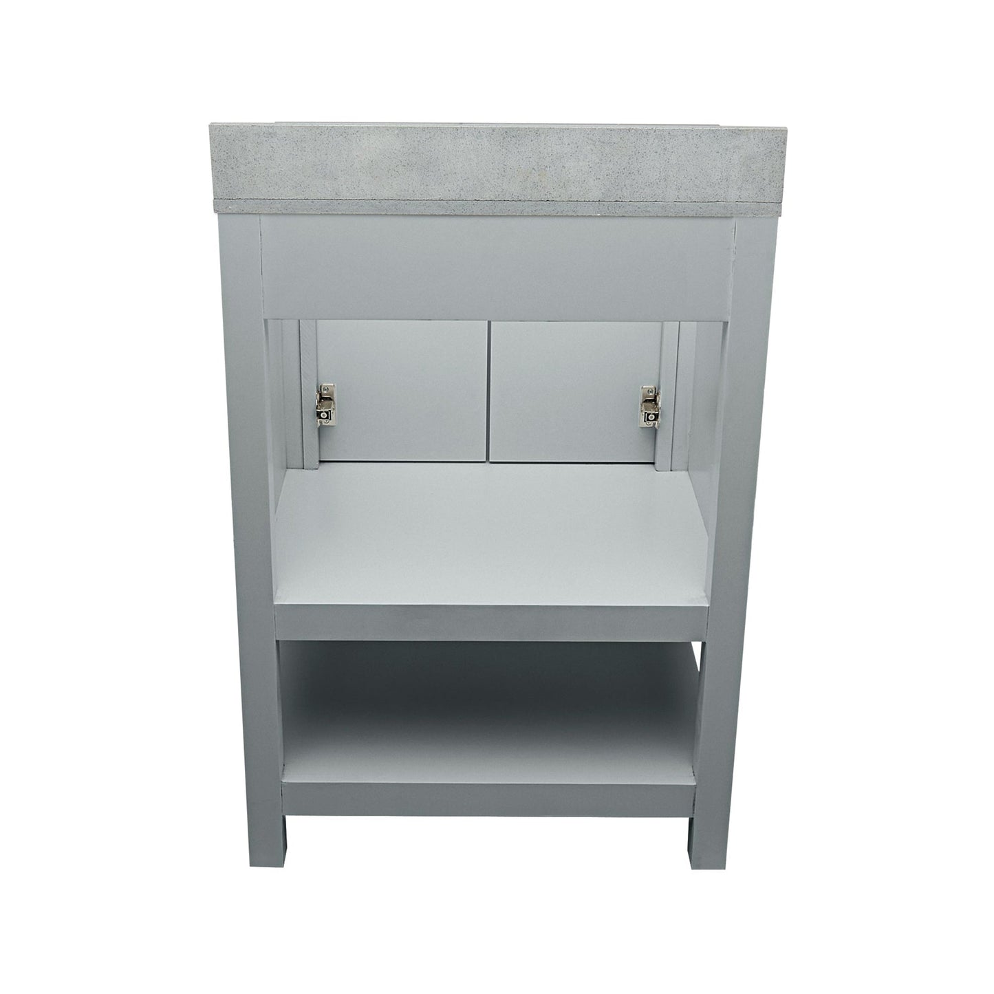 Ella's Bubbles Taos 25" Gray Bathroom Vanity With Galaxy Gray Quartz Stone Top With Backsplash and Sink