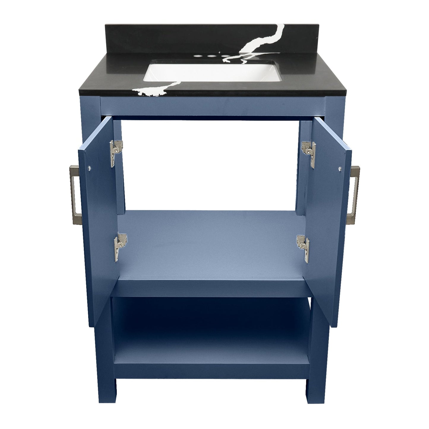 Ella's Bubbles Taos 25" Navy Blue Bathroom Vanity With Calacatta Black Quartz Stone Top With Backsplash and Sink