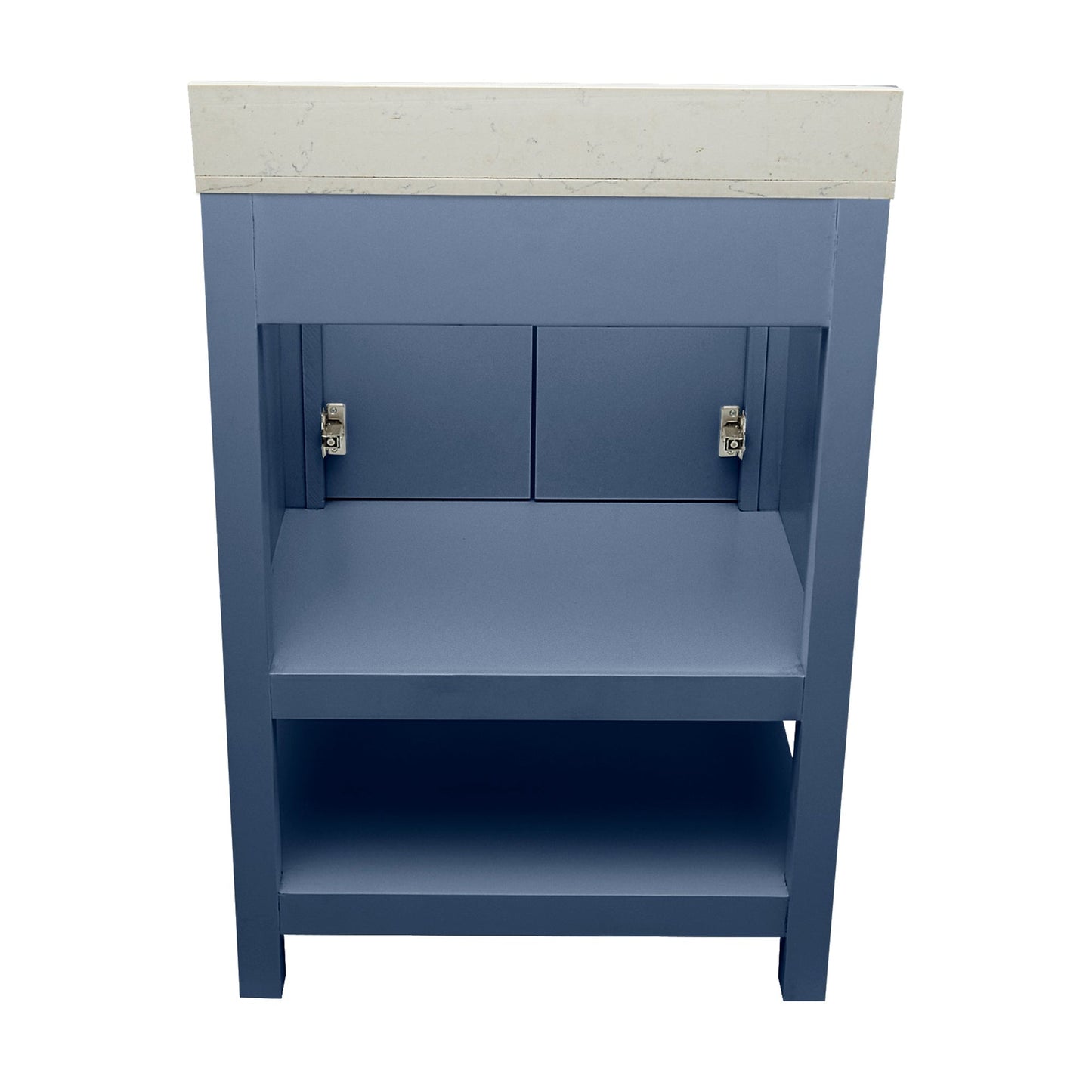 Ella's Bubbles Taos 25" Navy Blue Bathroom Vanity With Lyra White Quartz Stone Top With Backsplash and Sink