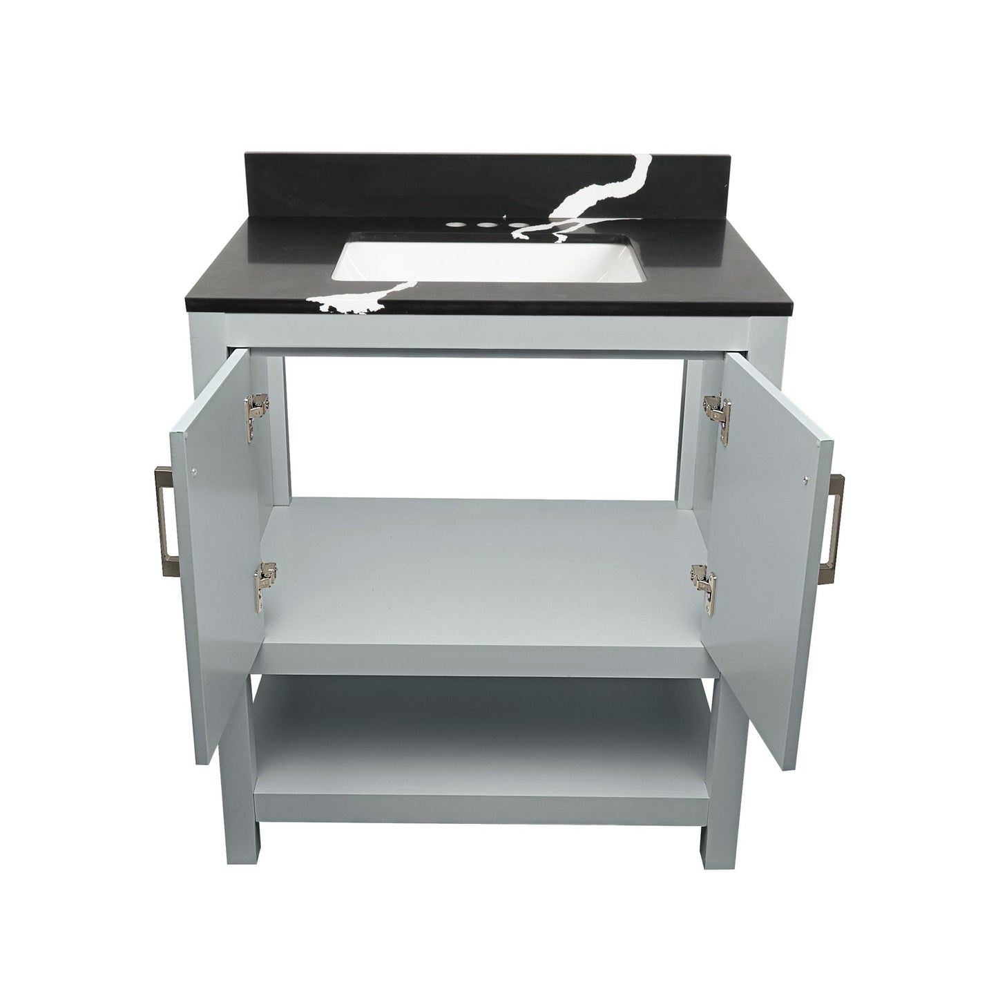 Ella's Bubbles Taos 31" Gray Bathroom Vanity With Calacatta Black Quartz Stone Top With Backsplash and Sink