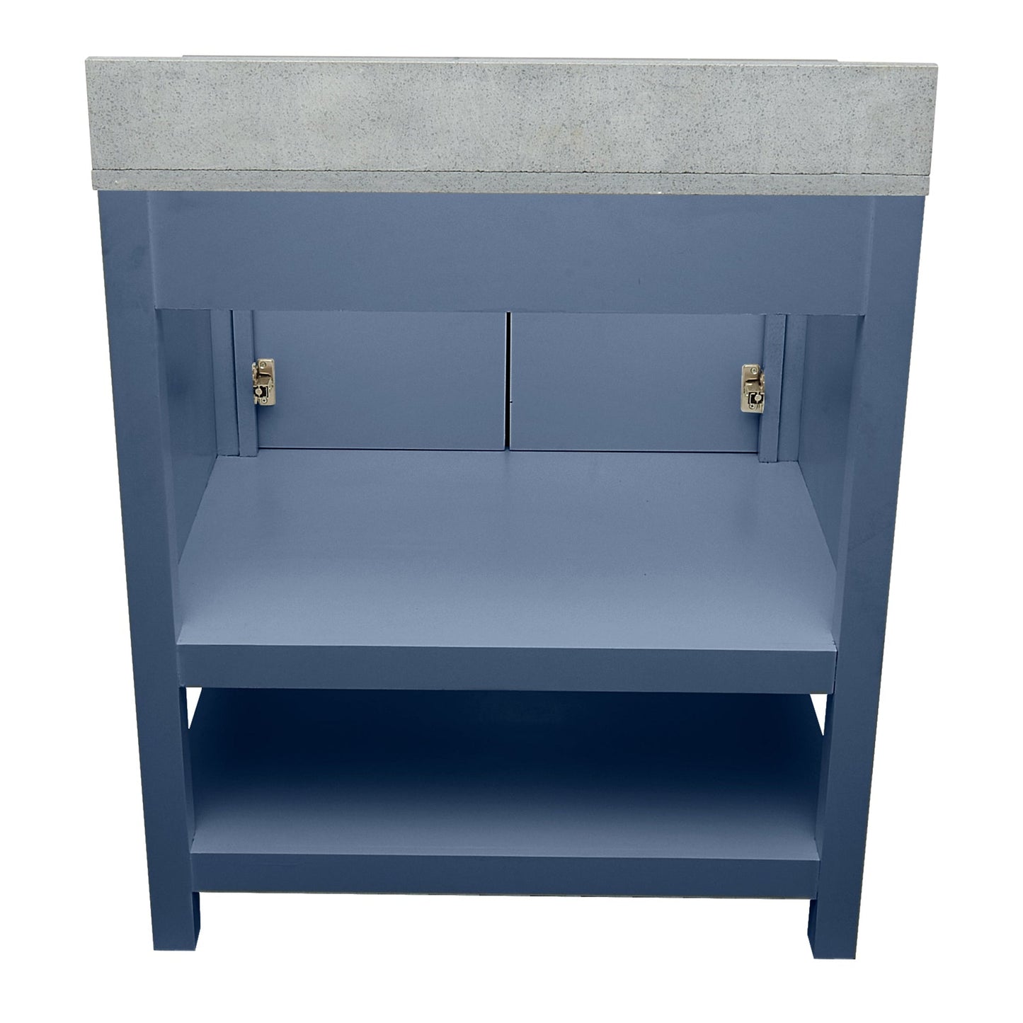Ella's Bubbles Taos 31" Navy Blue Bathroom Vanity With Galaxy Gray Quartz Stone Top With Backsplash and Sink