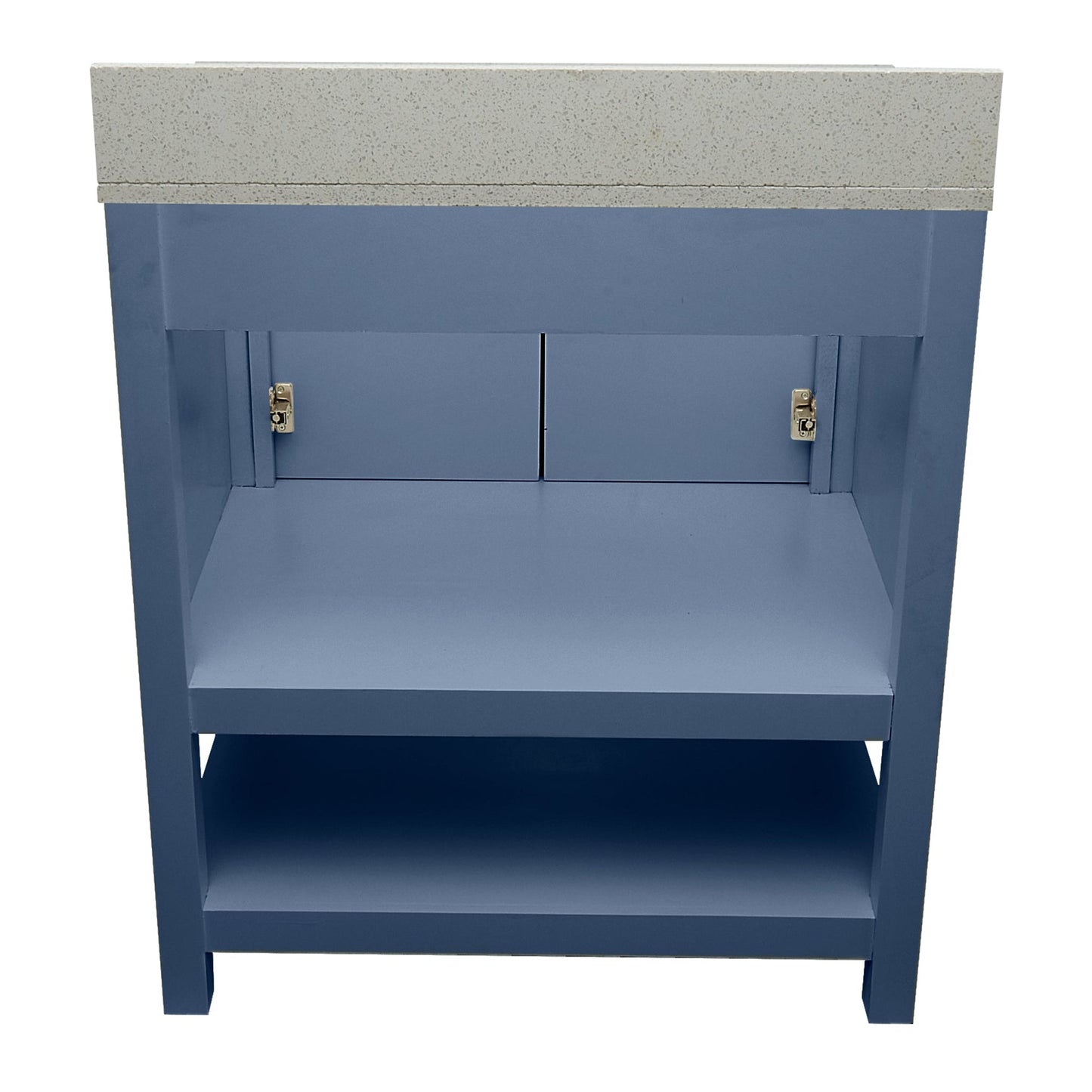 Ella's Bubbles Taos 31" Navy Blue Bathroom Vanity With Galaxy White Quartz Stone Top With Backsplash and Sink