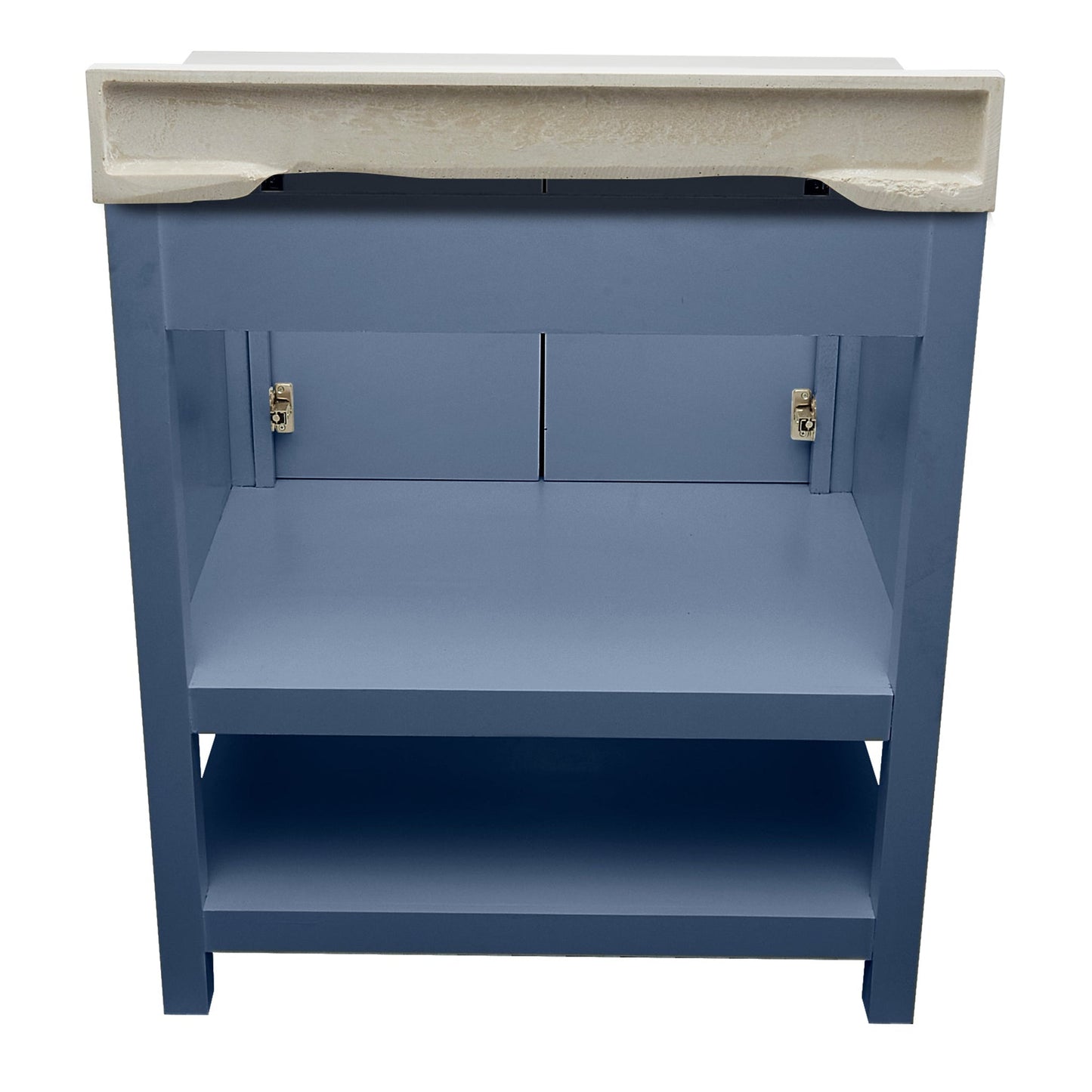 Ella's Bubbles Taos 31" Navy Blue Bathroom Vanity With White Cultured Marble Top With Backsplash and Sink