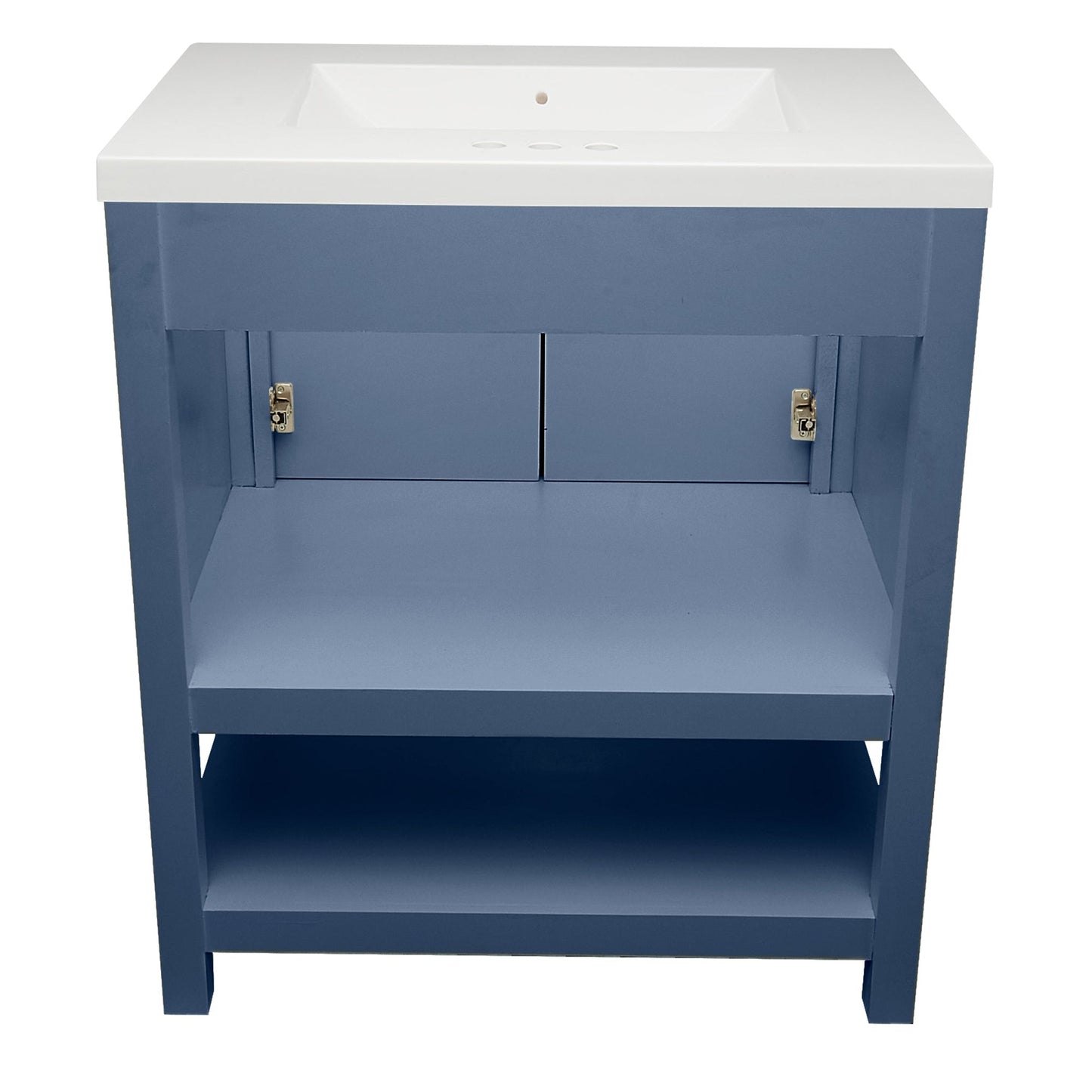 Ella's Bubbles Taos 31" Navy Blue Bathroom Vanity With White Cultured Marble Top and Sink