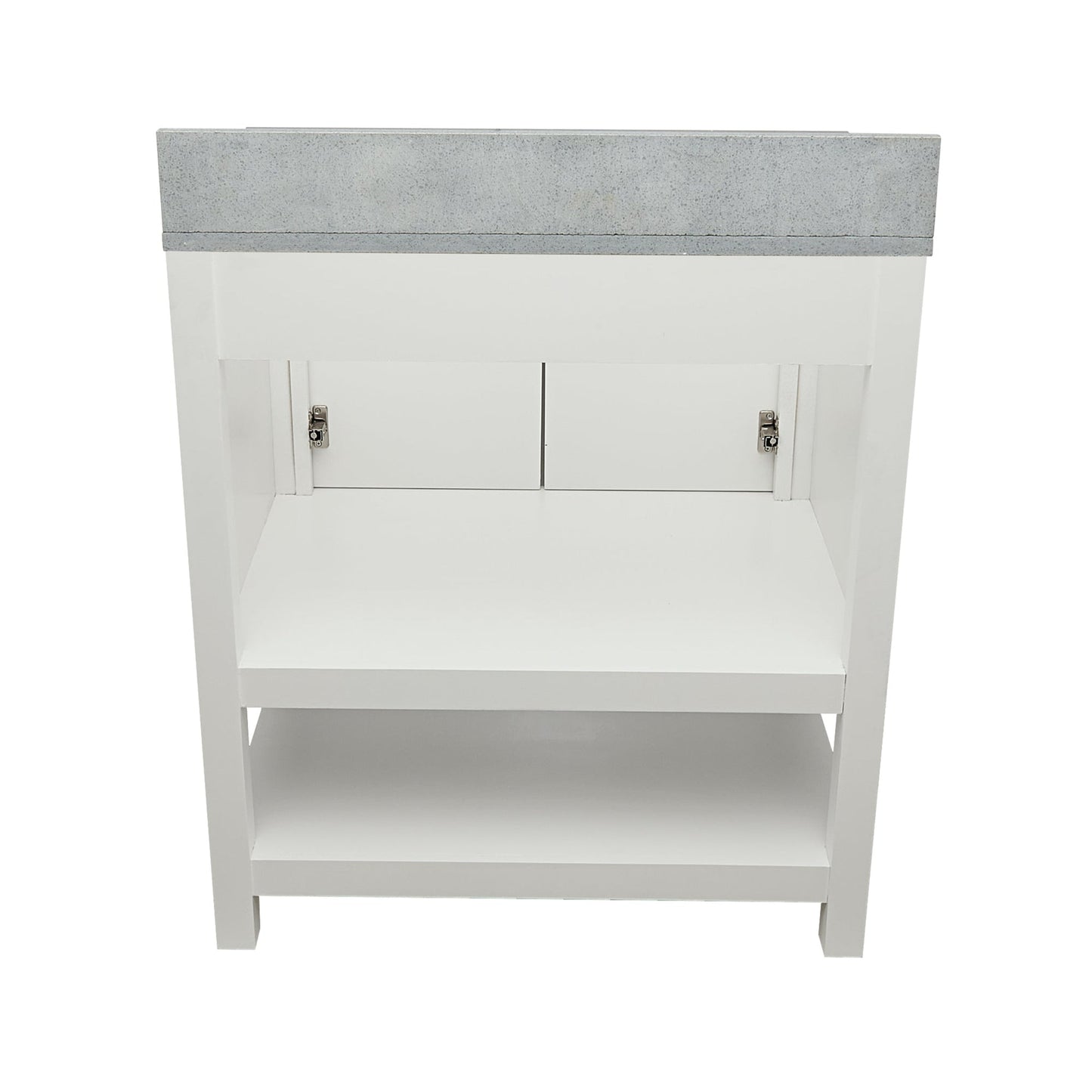 Ella's Bubbles Taos 31" White Bathroom Vanity With Galaxy Gray Quartz Stone Top With Backsplash and Sink