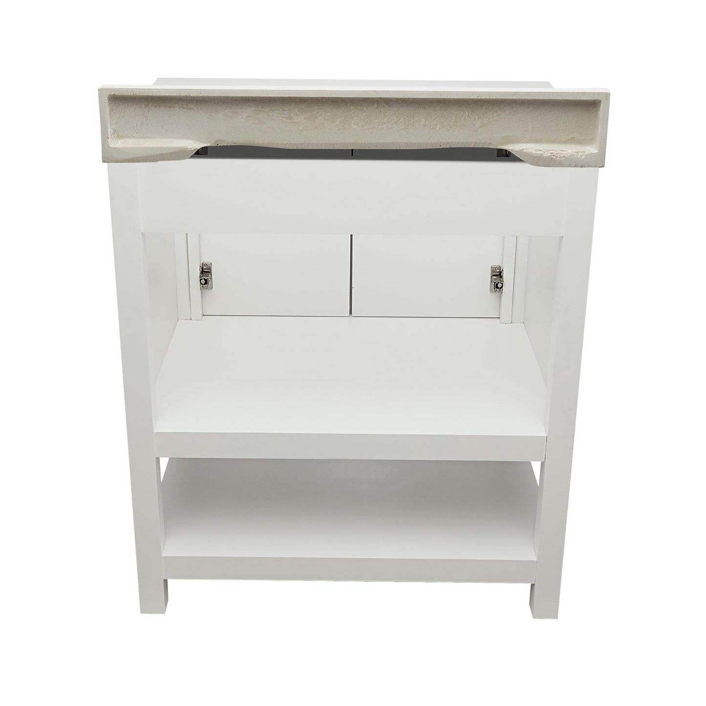 Ella's Bubbles Taos 31" White Bathroom Vanity With White Cultured Marble Top With White Backsplash and Sink