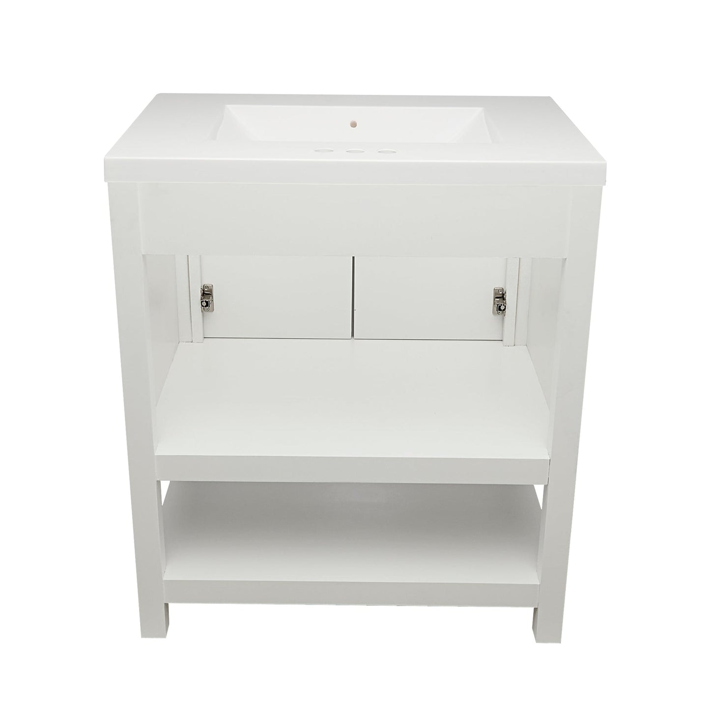 Ella's Bubbles Taos 31" White Bathroom Vanity With White Cultured Marble Top and Sink