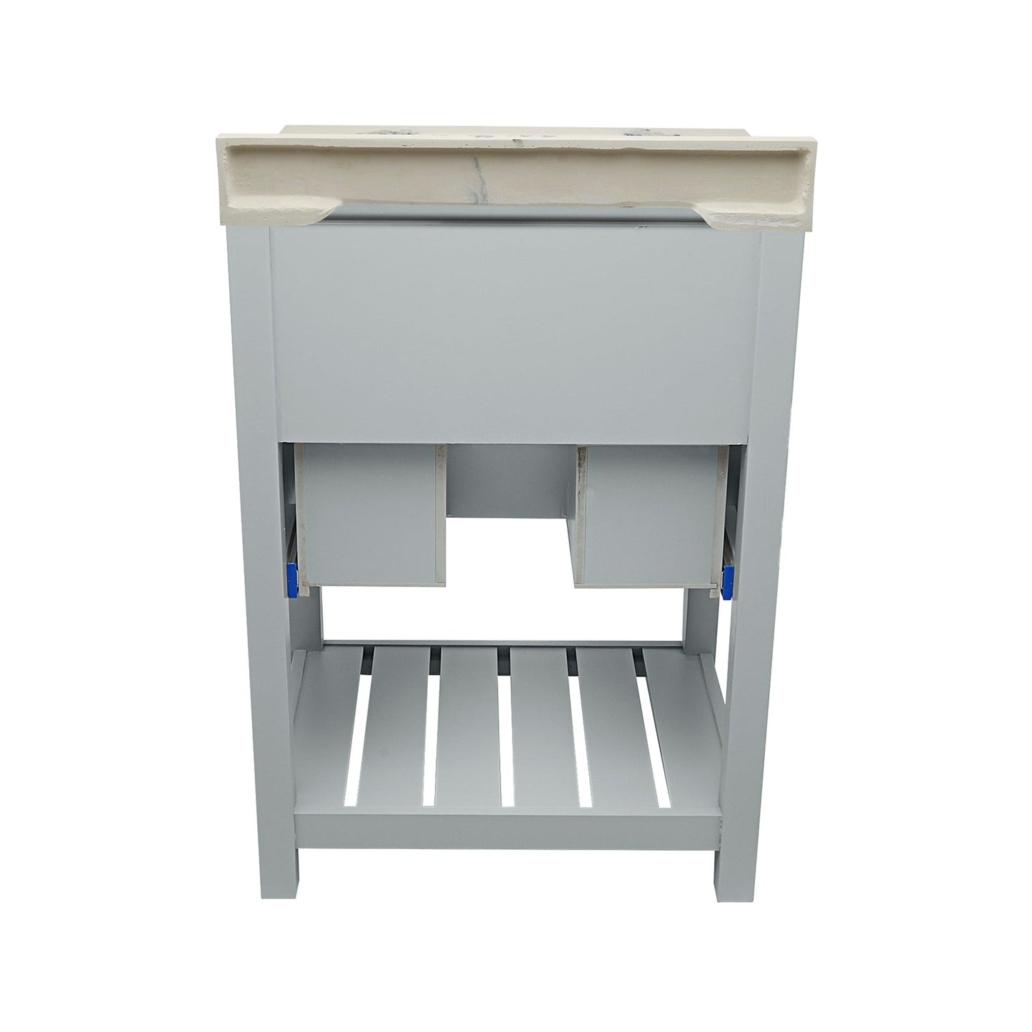 Ella's Bubbles Tremblant 25" Gray Bathroom Vanity With Carrara White Cultured Marble Top With Backsplash and Sink