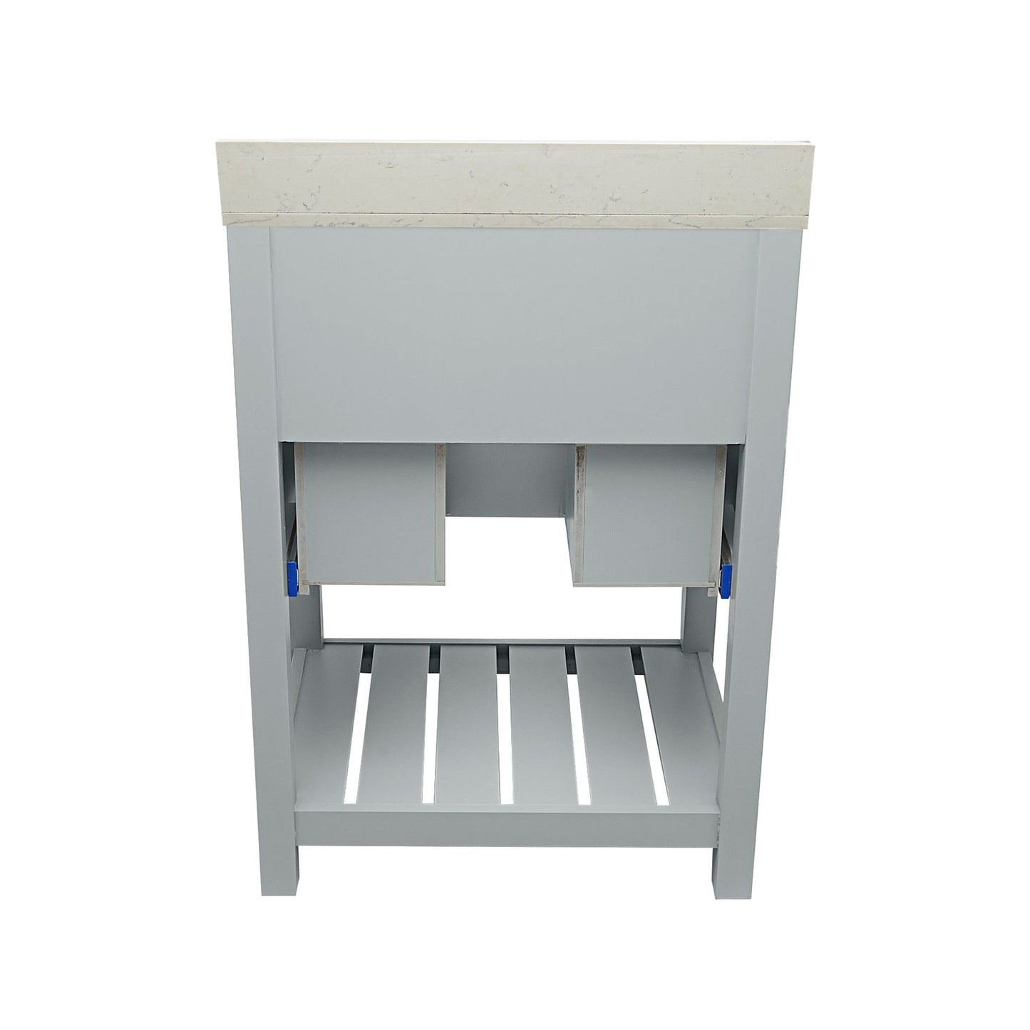 Ella's Bubbles Tremblant 25" Gray Bathroom Vanity With Lyra White Quartz Stone Top With Backsplash and Sink