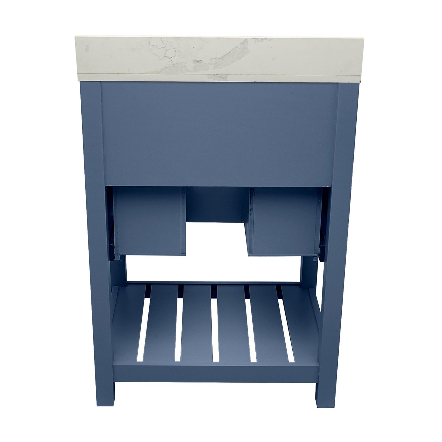 Ella's Bubbles Tremblant 25" Navy Blue Bathroom Vanity With Calacatta White Quartz Stone Top With Backsplash and Sink