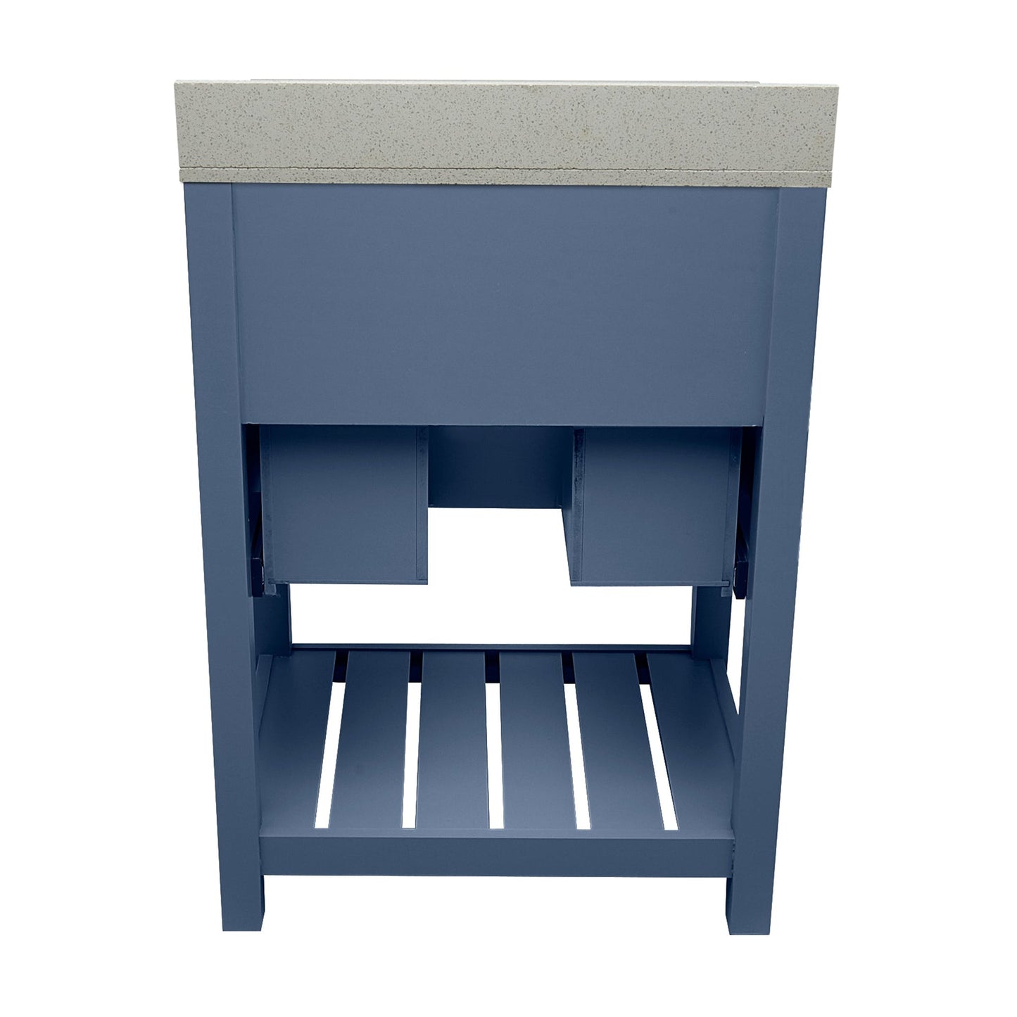 Ella's Bubbles Tremblant 25" Navy Blue Bathroom Vanity With Galaxy White Quartz Stone Top With Backsplash and Sink