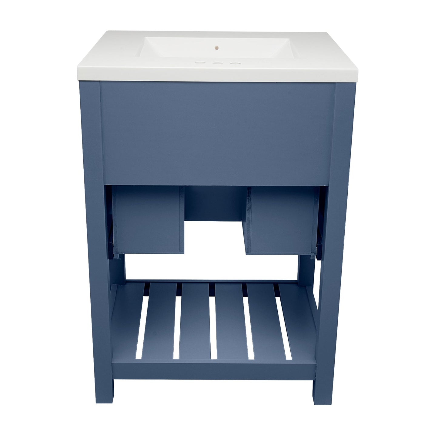 Ella's Bubbles Tremblant 25" Navy Blue Bathroom Vanity With White Cultured Marble Top and Sink