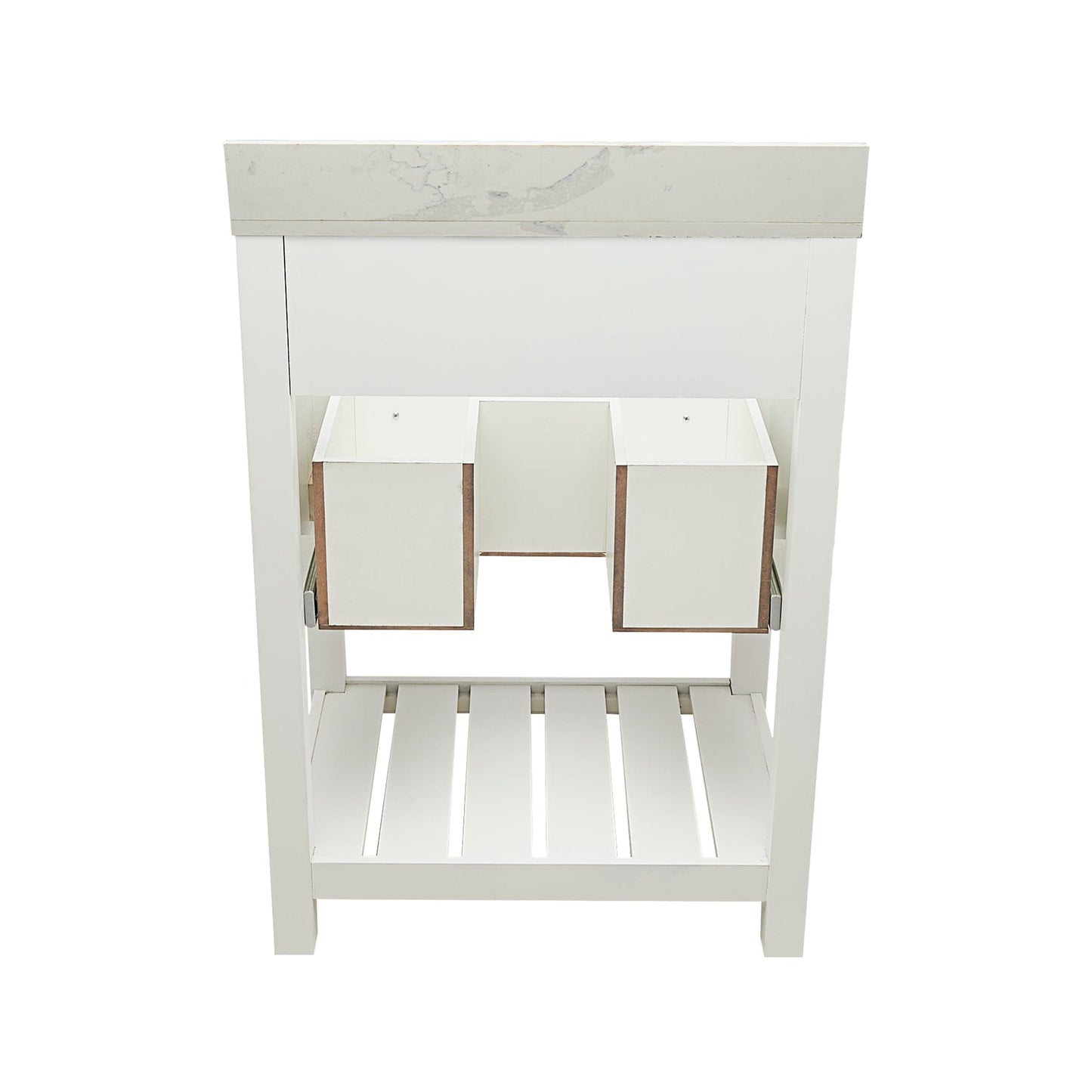 Ella's Bubbles Tremblant 25" White Bathroom Vanity With Calacatta White Quartz Stone Top With Backsplash and Sink