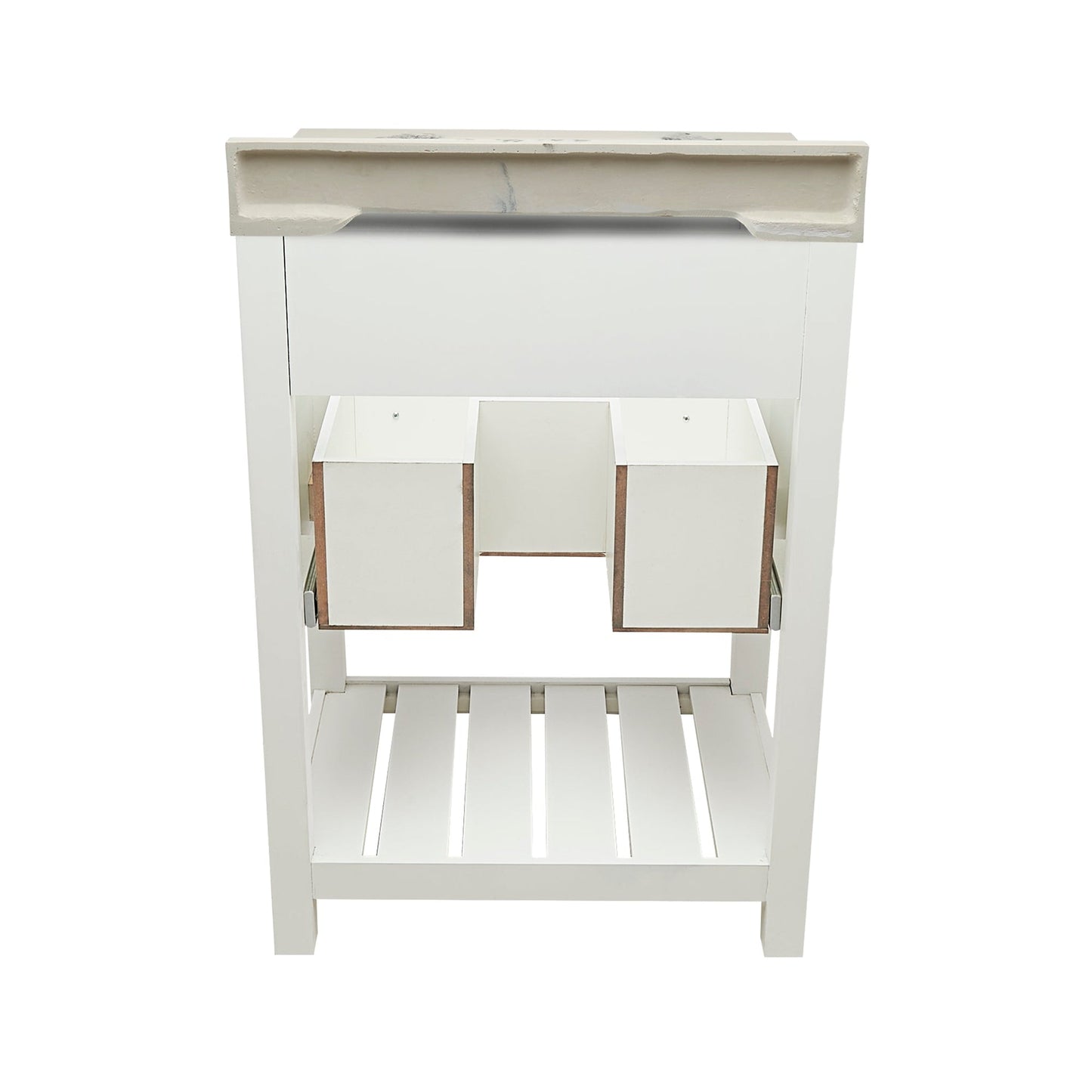 Ella's Bubbles Tremblant 25" White Bathroom Vanity With Carrara White Cultured Marble Top With Backsplash and Sink