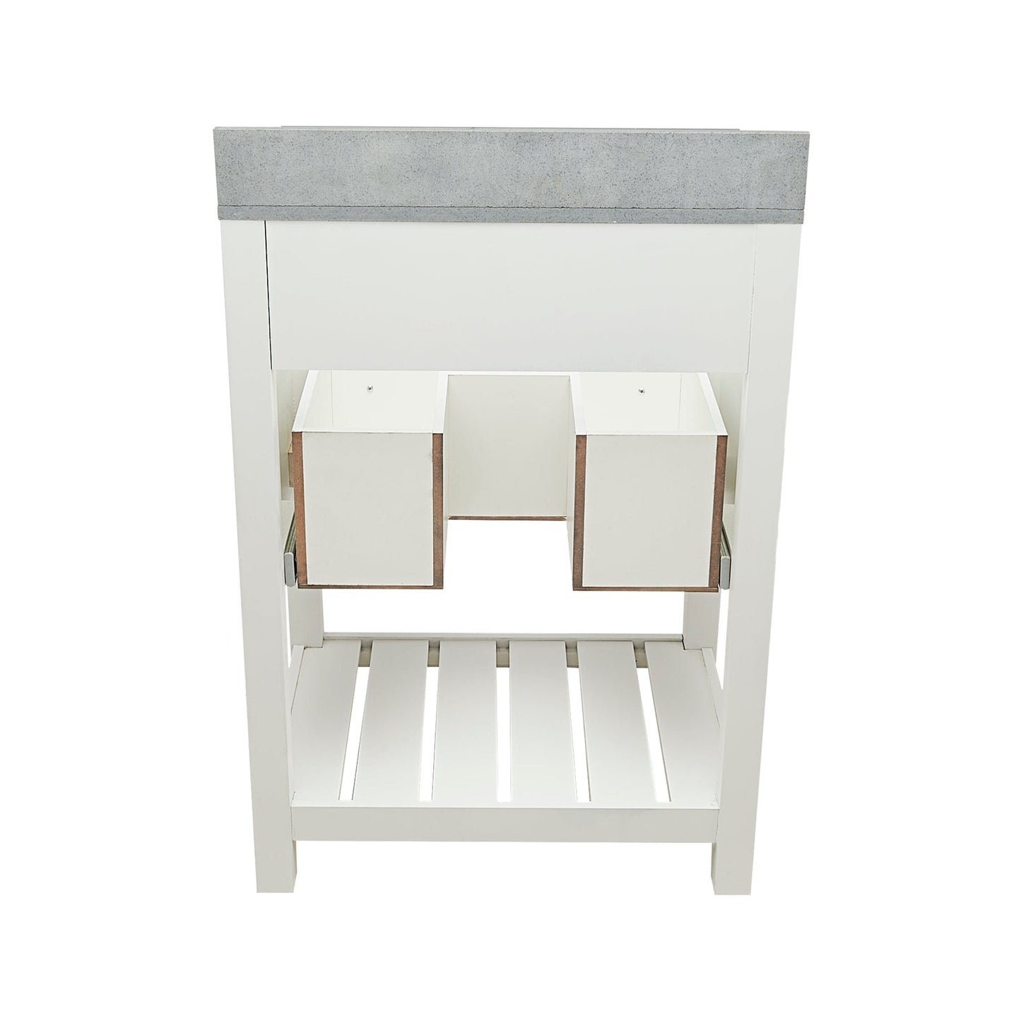 Ella's Bubbles Tremblant 25" White Bathroom Vanity With Galaxy Gray Quartz Stone Top With Backsplash and Sink