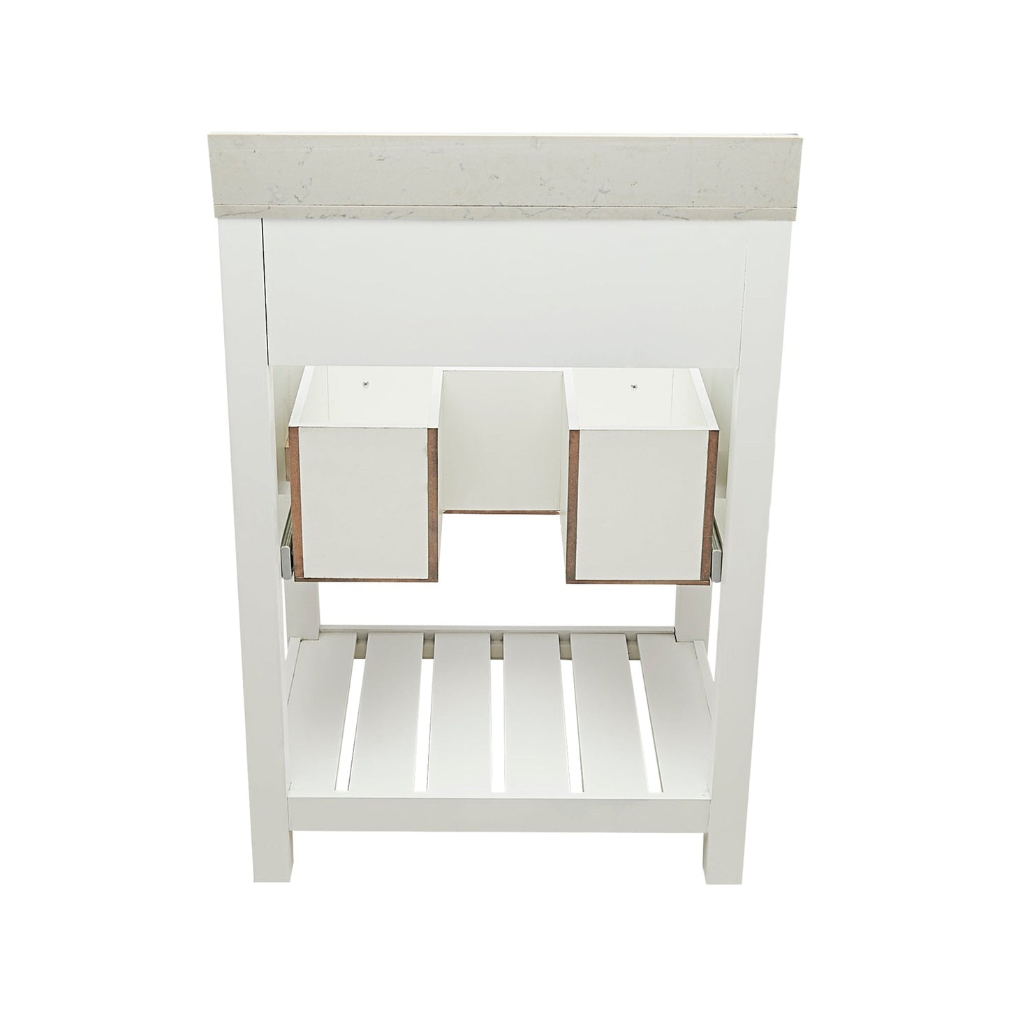 Ella's Bubbles Tremblant 25" White Bathroom Vanity With Lyra White Quartz Stone Top With Backsplash and Sink