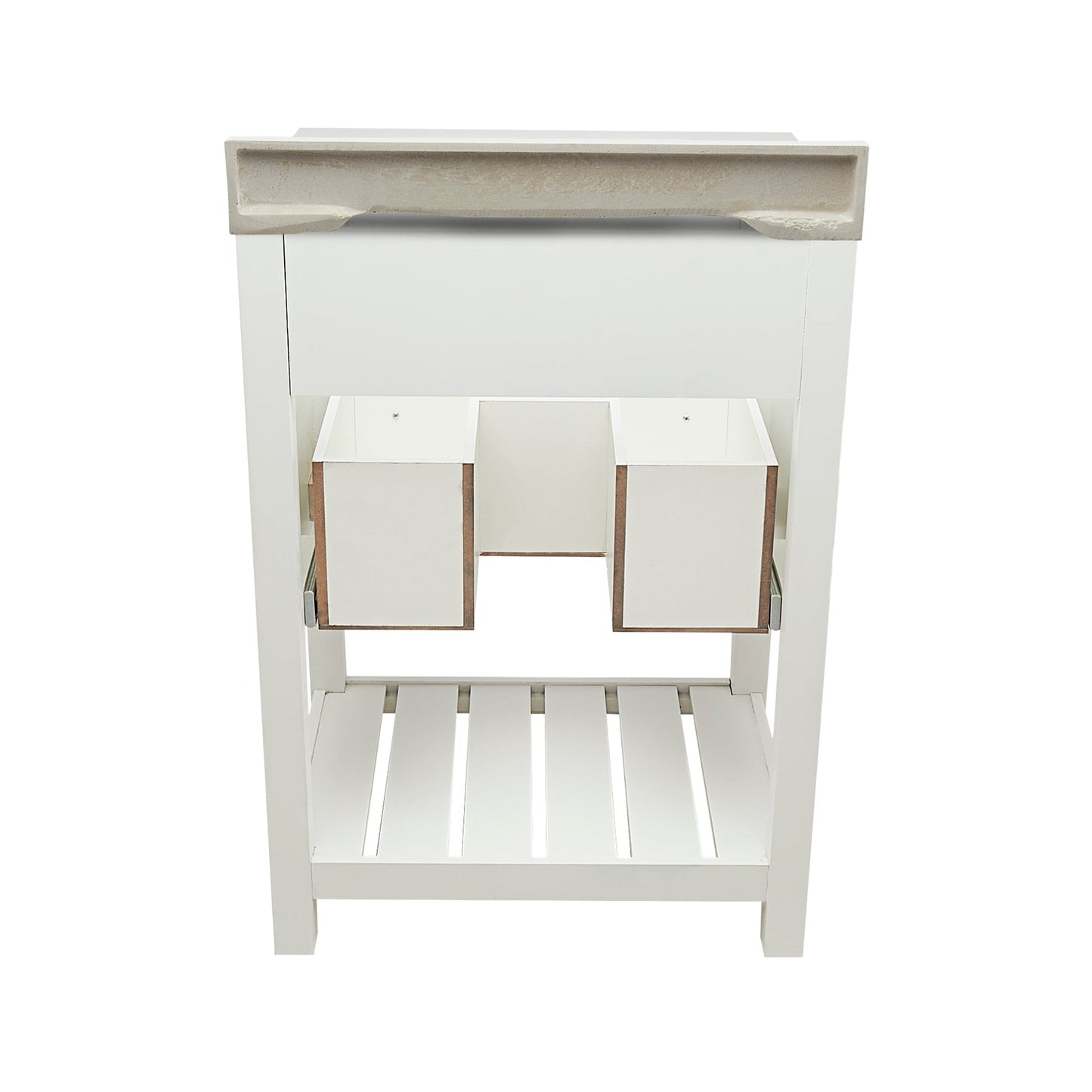 Ella's Bubbles Tremblant 25" White Bathroom Vanity With White Cultured Marble Top With White Backsplash and Sink