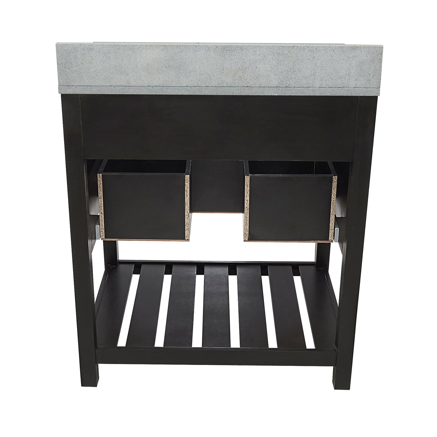 Ella's Bubbles Tremblant 31" Espresso Bathroom Vanity With Galaxy Gray Quartz Stone Top With Backsplash and Sink