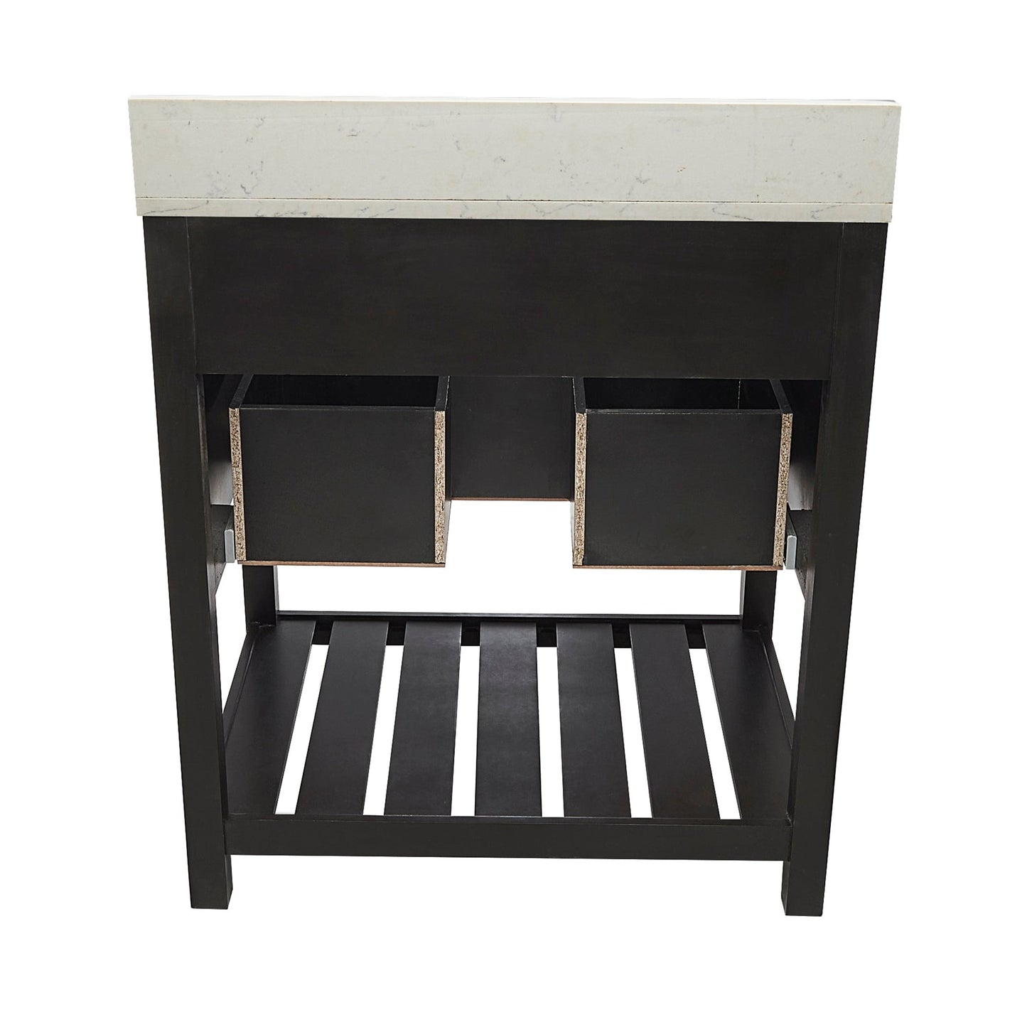 Ella's Bubbles Tremblant 31" Espresso Bathroom Vanity With Lyra White Quartz Stone Top With Backsplash and Sink