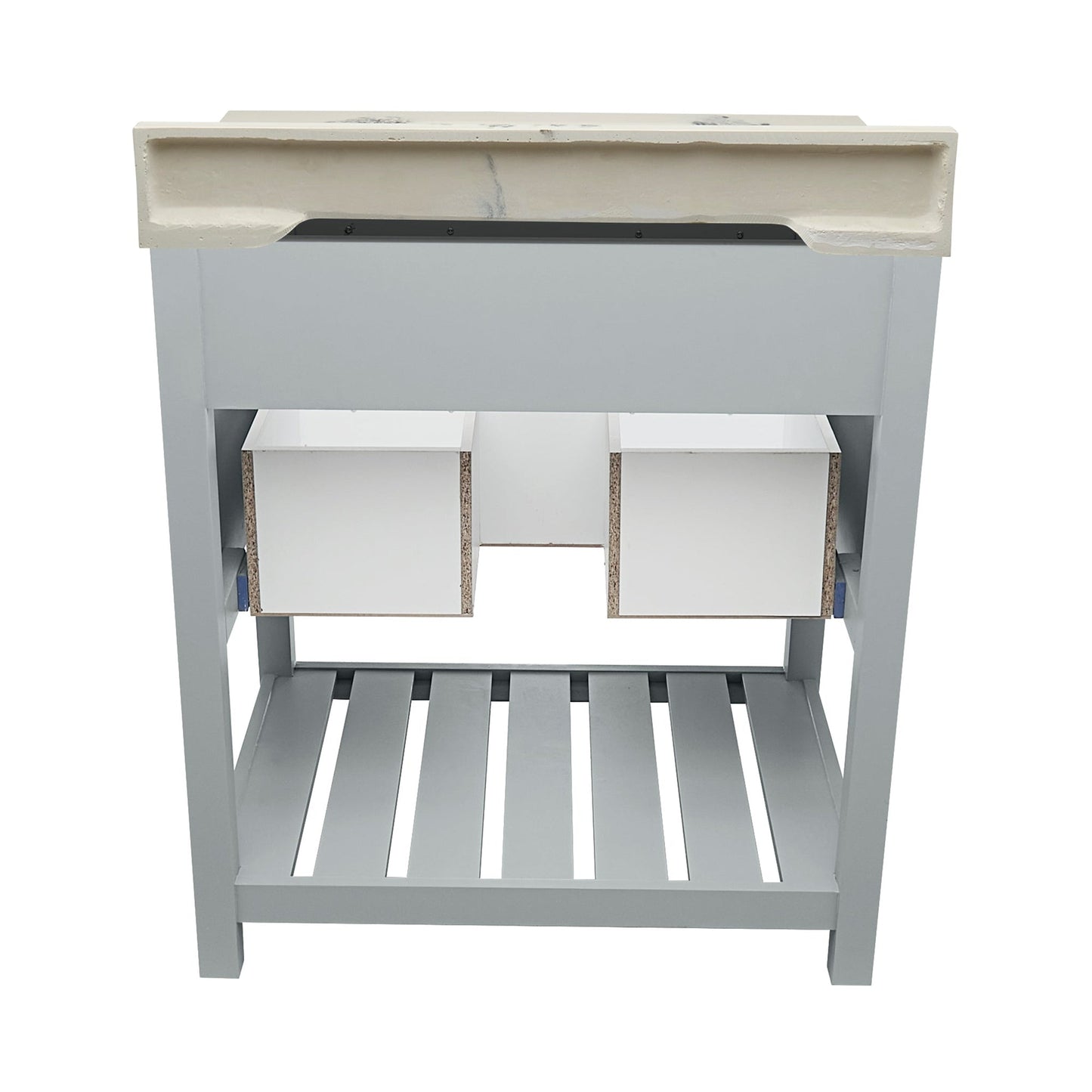 Ella's Bubbles Tremblant 31" Gray Bathroom Vanity With Carrara White Cultured Marble Top With Backsplash and Sink