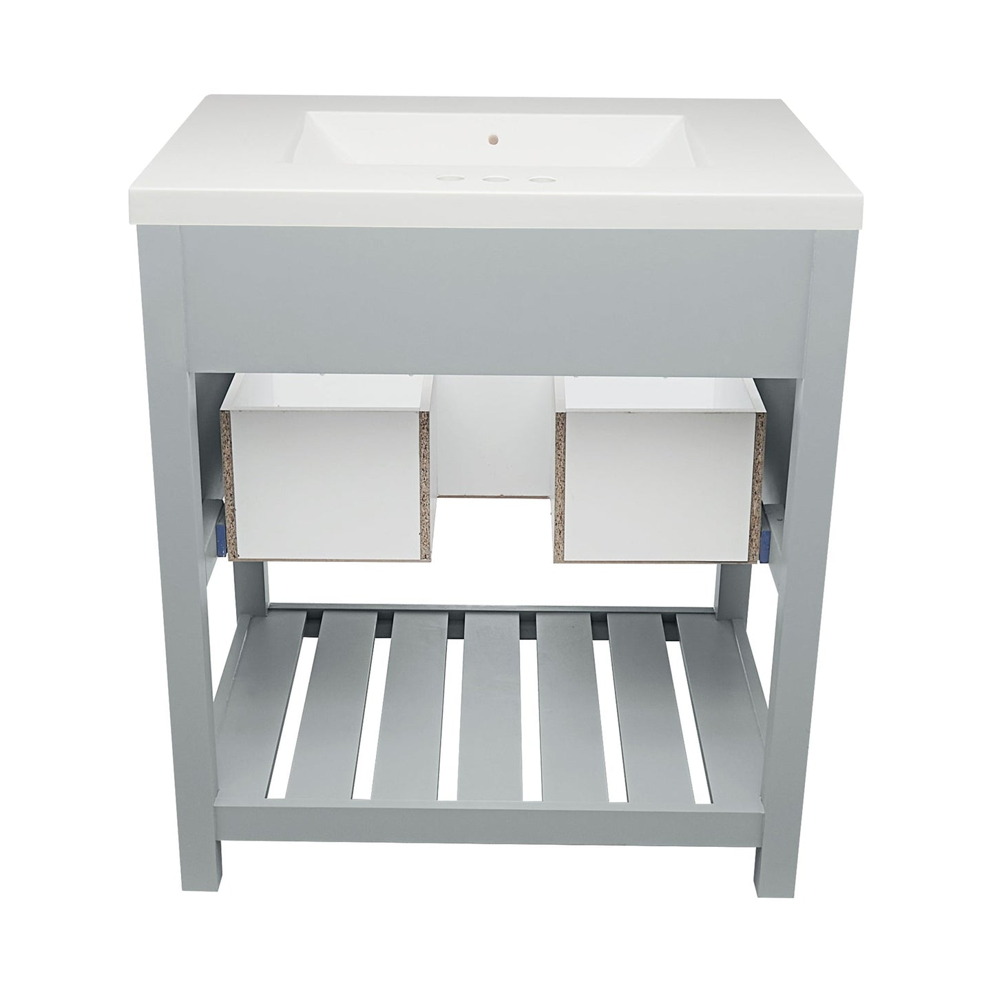 Ella's Bubbles Tremblant 31" Gray Bathroom Vanity With White Cultured Marble Top and Sink