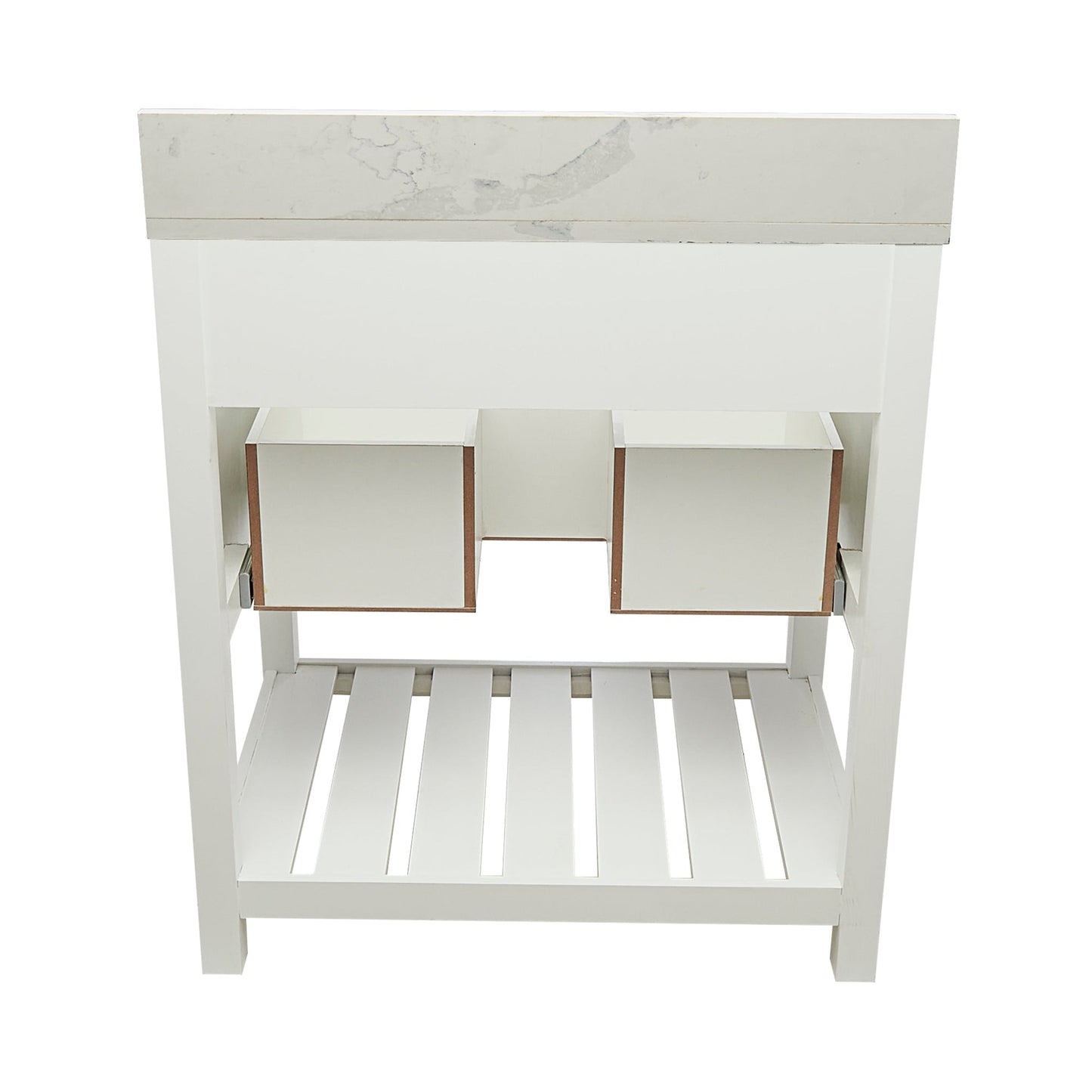 Ella's Bubbles Tremblant 31" White Bathroom Vanity With Calacatta White Quartz Stone Top With Backsplash and Sink