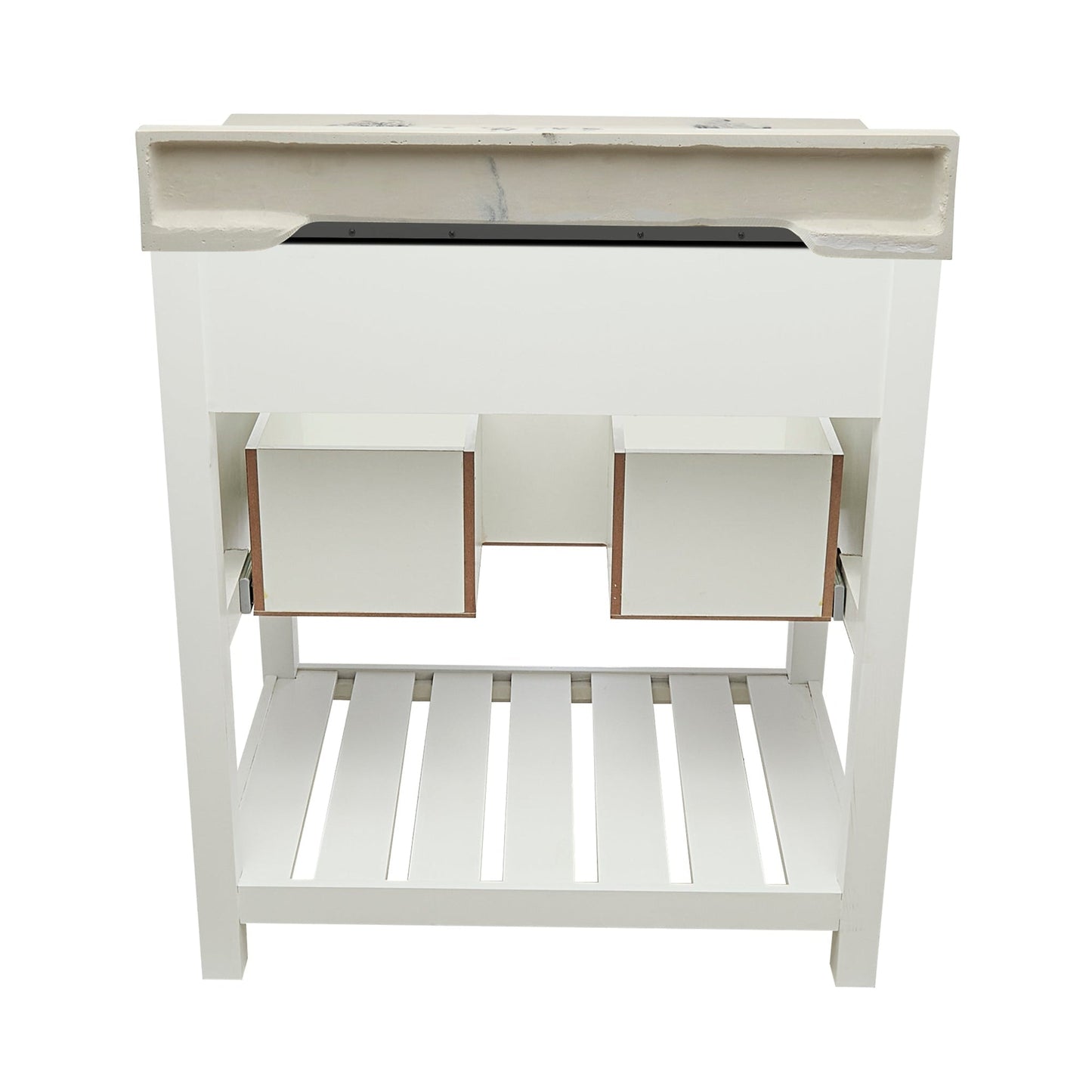 Ella's Bubbles Tremblant 31" White Bathroom Vanity With Carrara White Cultured Marble Top With Backsplash and Sink