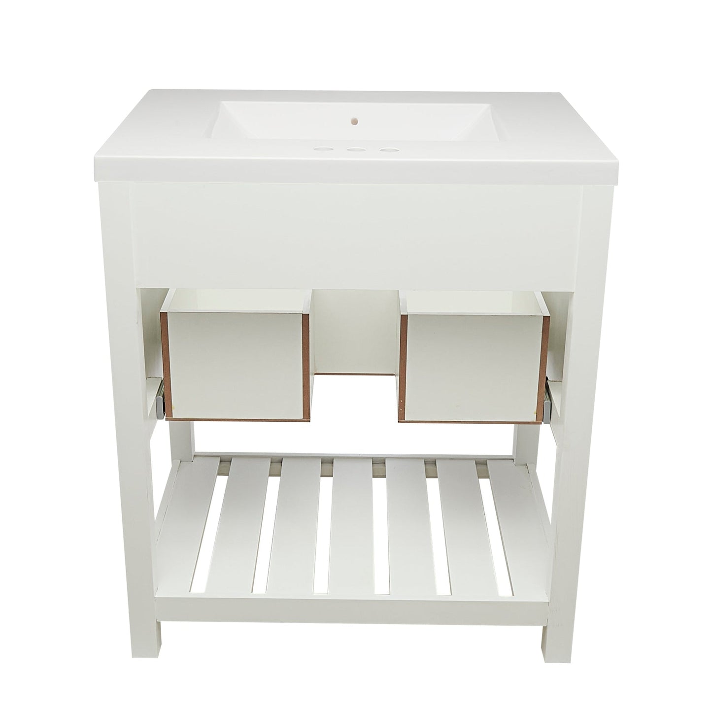 Ella's Bubbles Tremblant 31" White Bathroom Vanity With White Cultured Marble Top and Sink