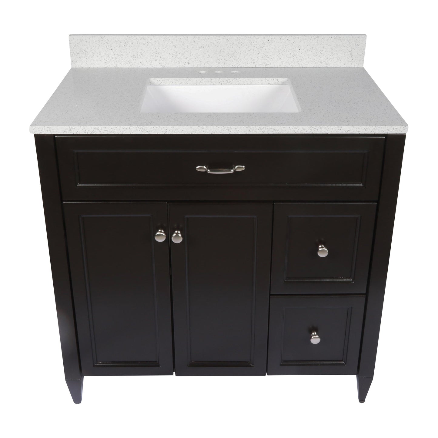 Ella’s Bubbles Vail 37" Espresso Bathroom Vanity With Galaxy White Quartz Stone Top With Backsplash and Sink