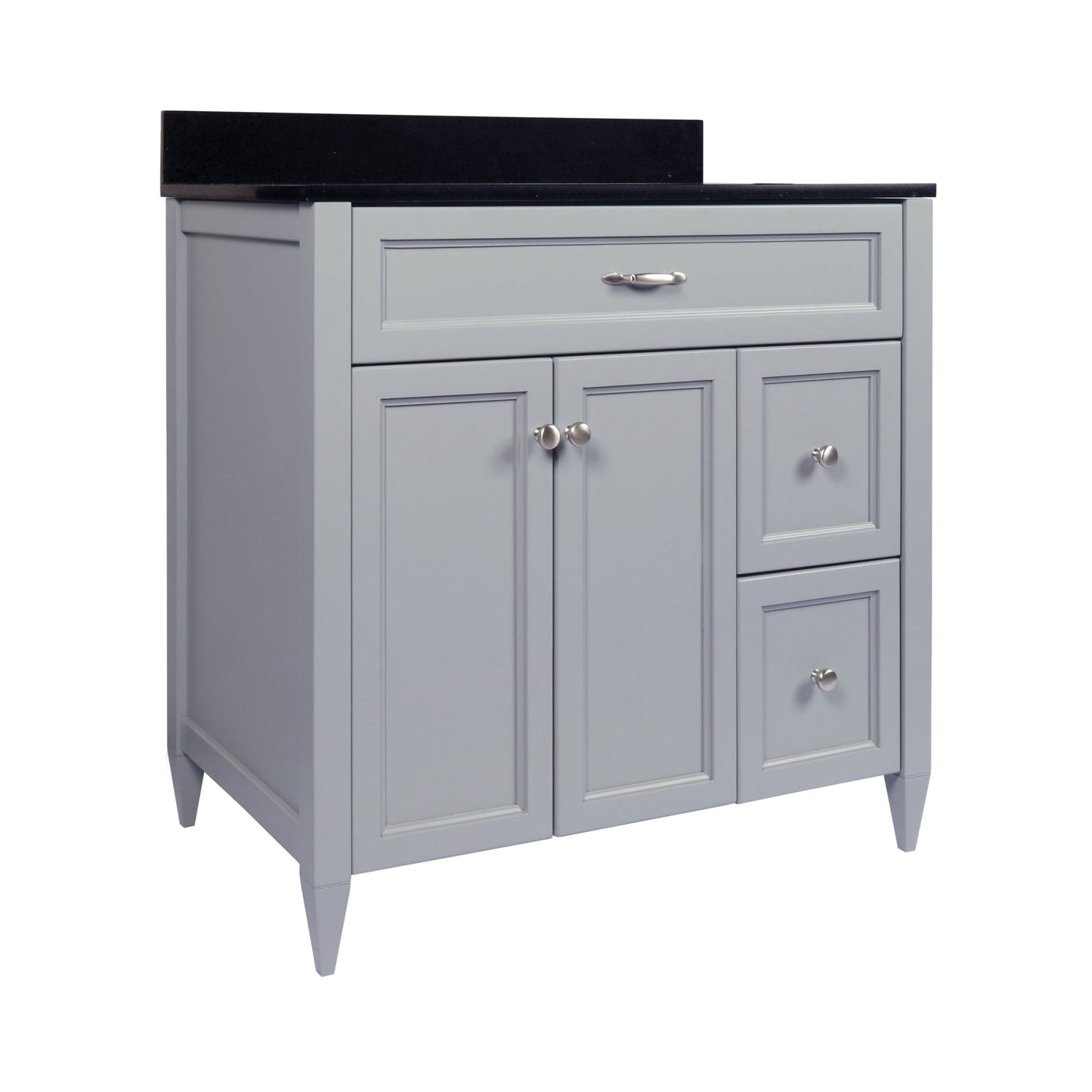 Ella’s Bubbles Vail 37" Gray Bathroom Vanity With Galaxy Black Quartz Stone Top With Backsplash and Sink