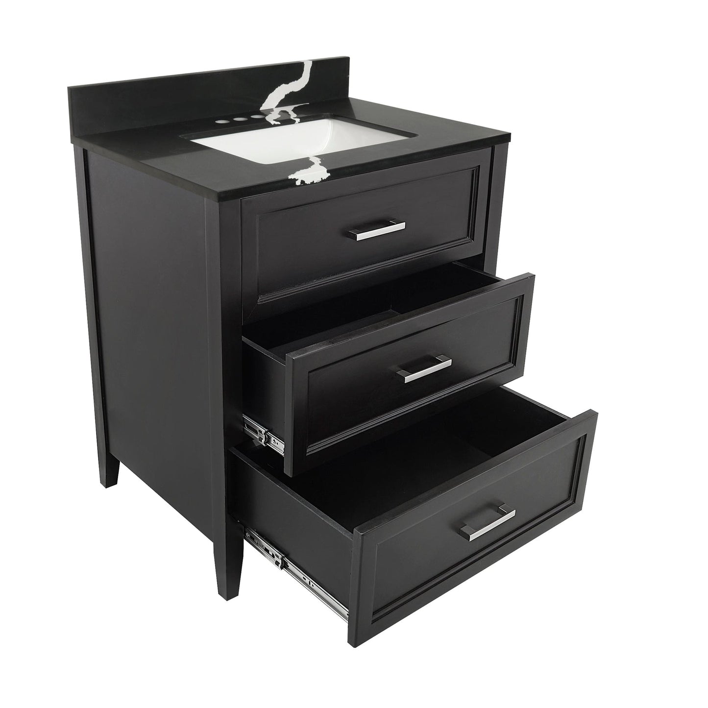 Ella's Bubbles Zermatt 31" Espresso Bathroom Vanity With Calacatta Black Quartz Stone Top With Backsplash and Sink